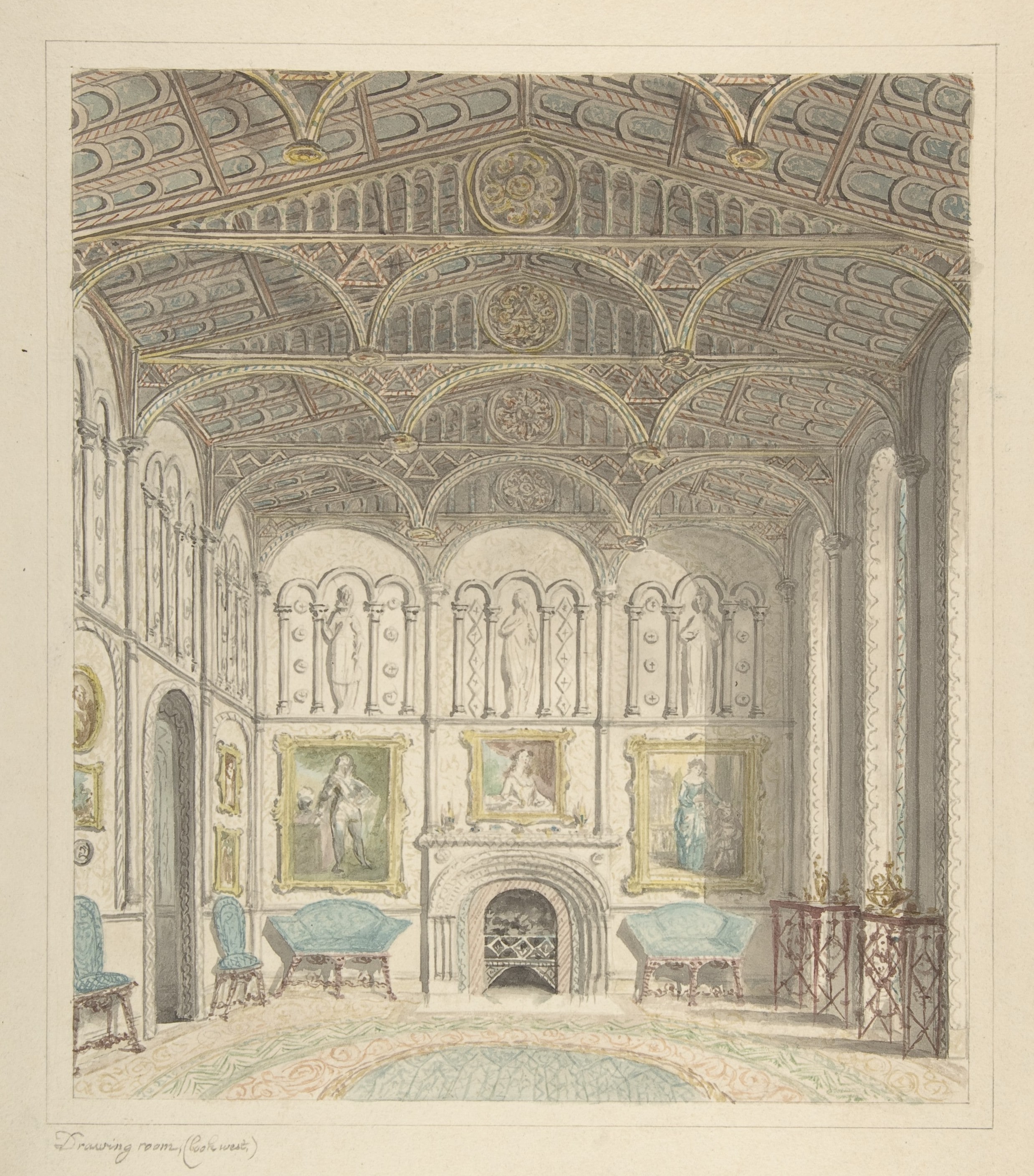 Drawing Room of Lea Castle, Looking West
