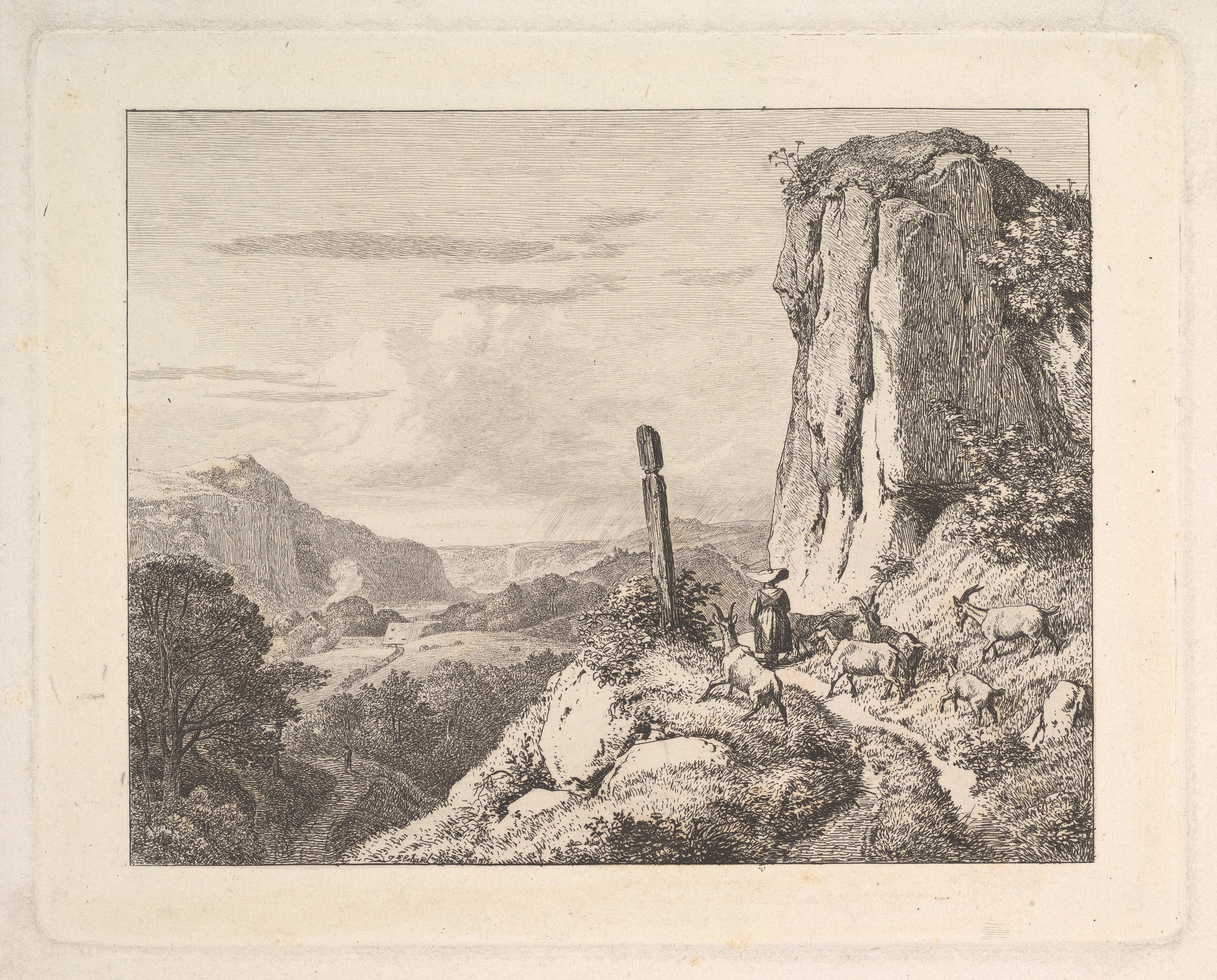 Young Woman with Six Goats