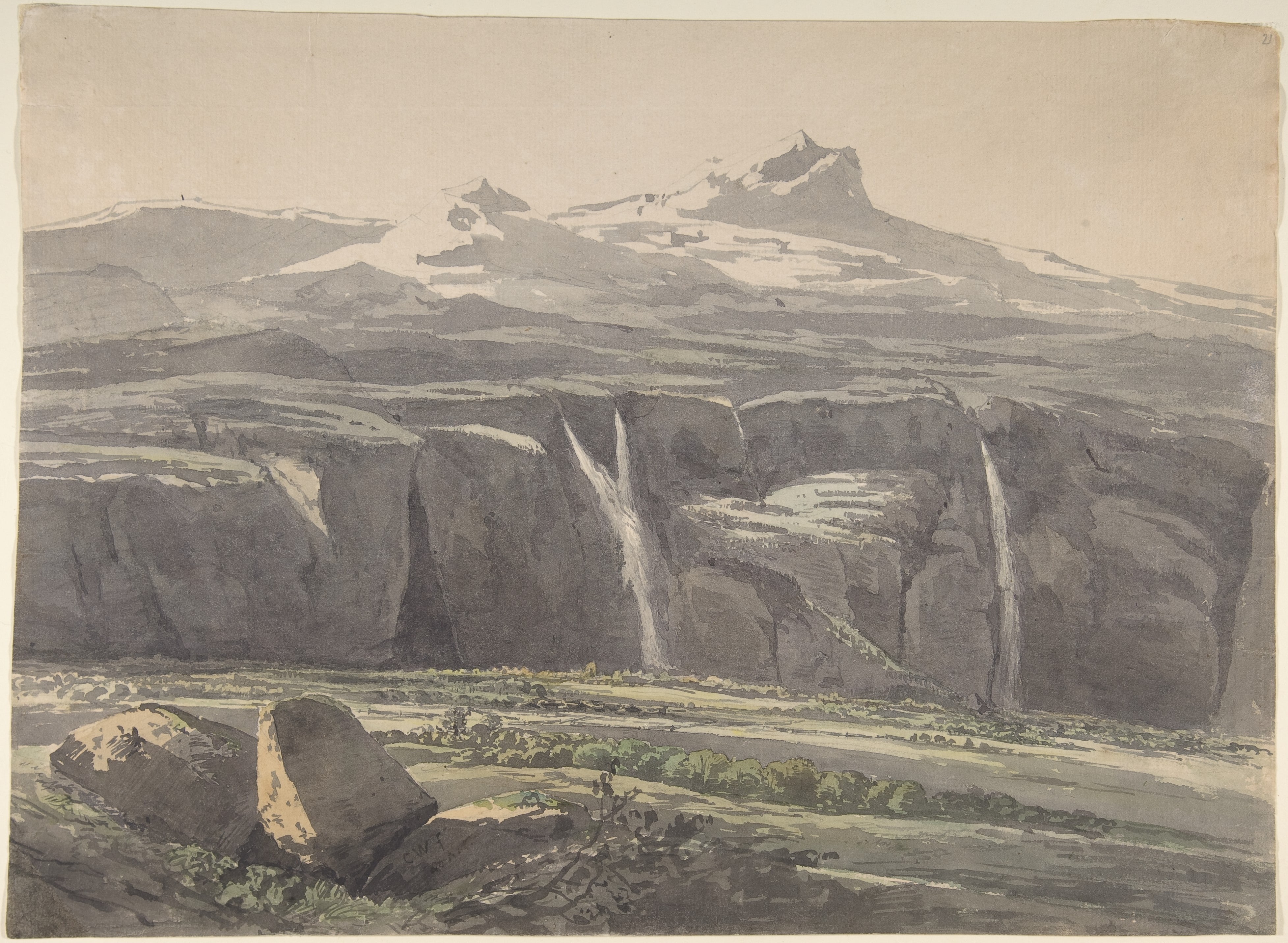 Foggy Landscape in the Apennine; verso: Sketch of Landscape