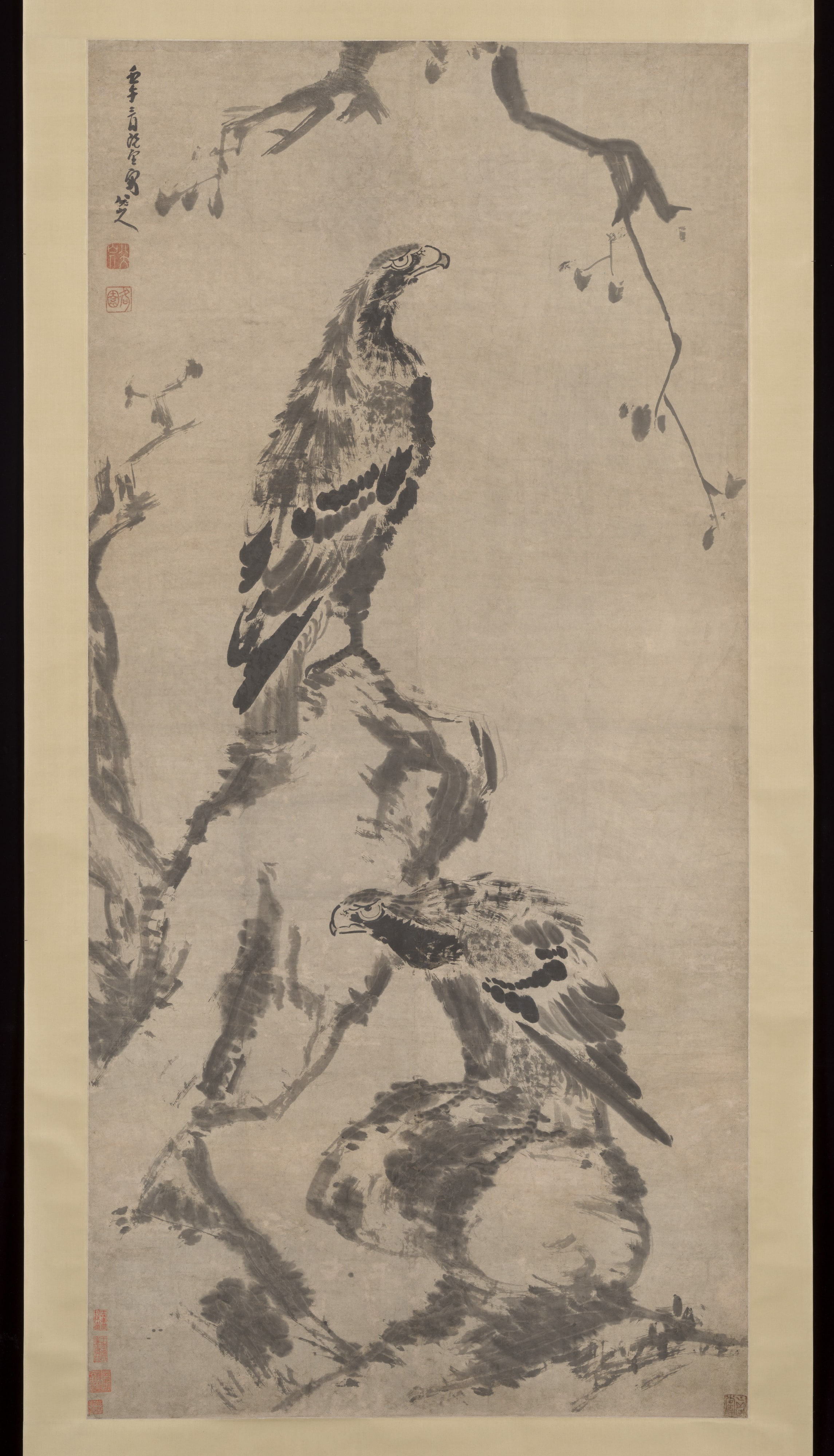 清  朱耷 (八大山人)  二鷹圖  軸|Two eagles