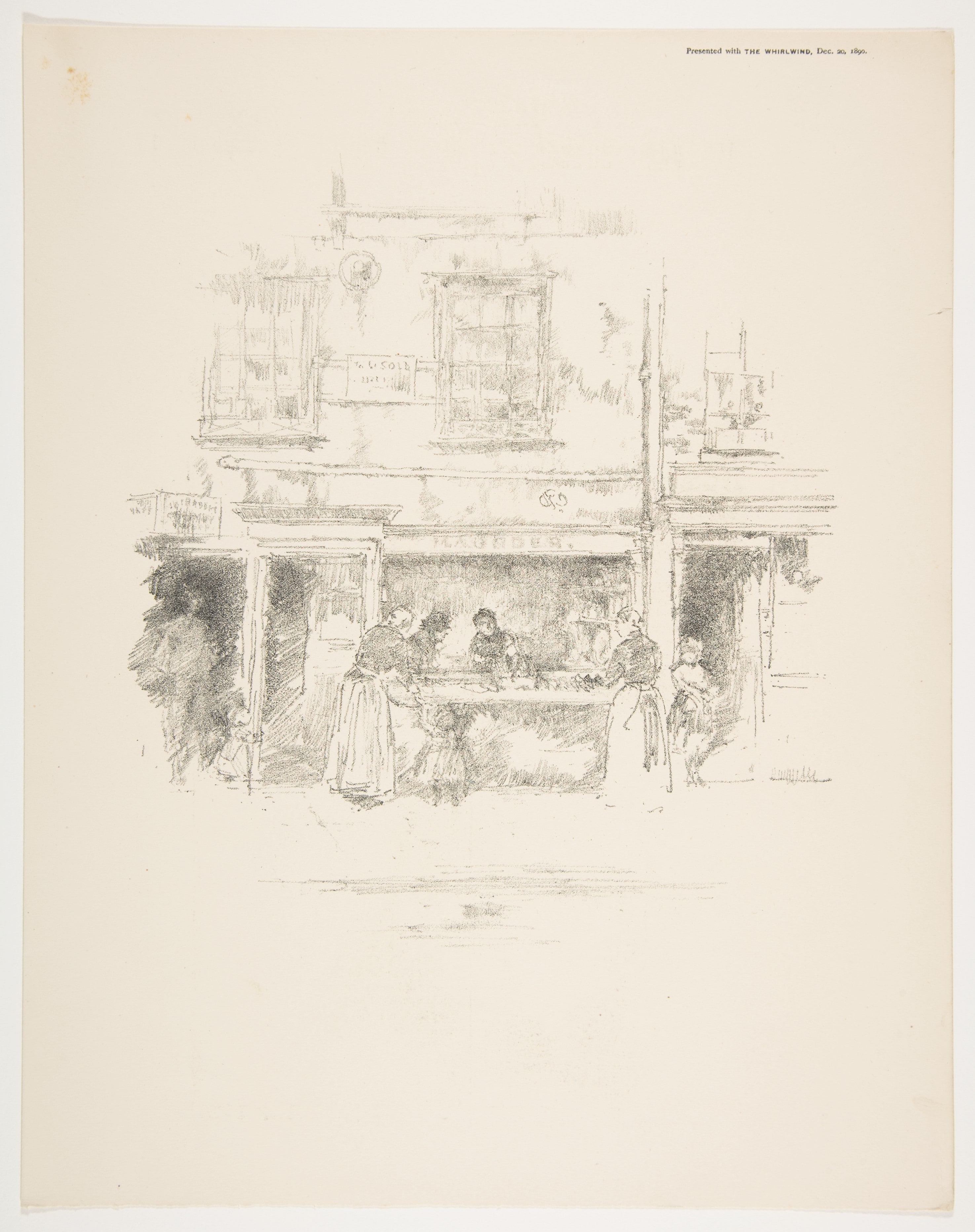 Maunder's Fish Shop, Chelsea, from "Whirlwind," December 27, 1890