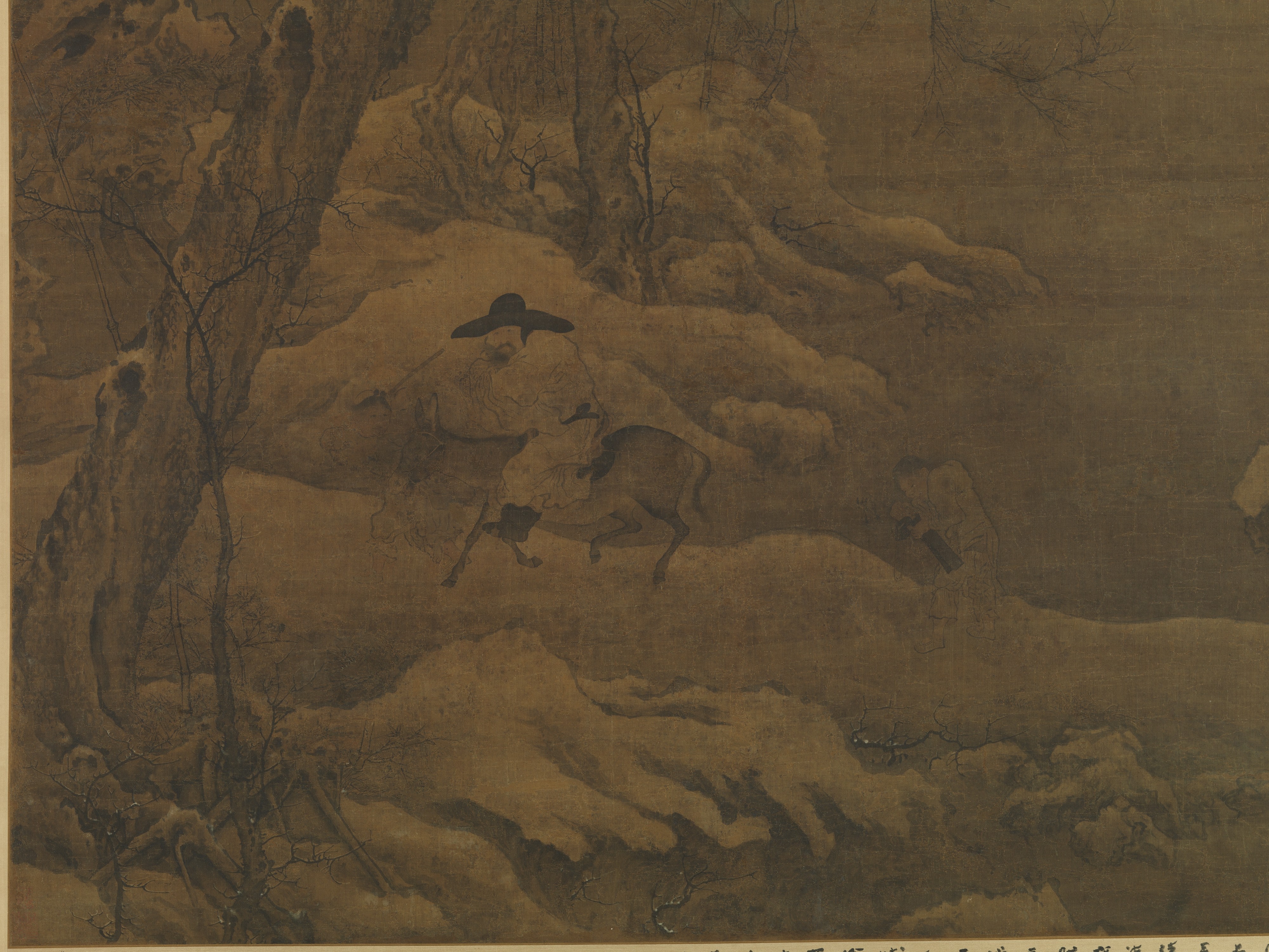 宋  佚名  倣李成  寒林策驢圖  軸|Travelers in a Wintry Forest