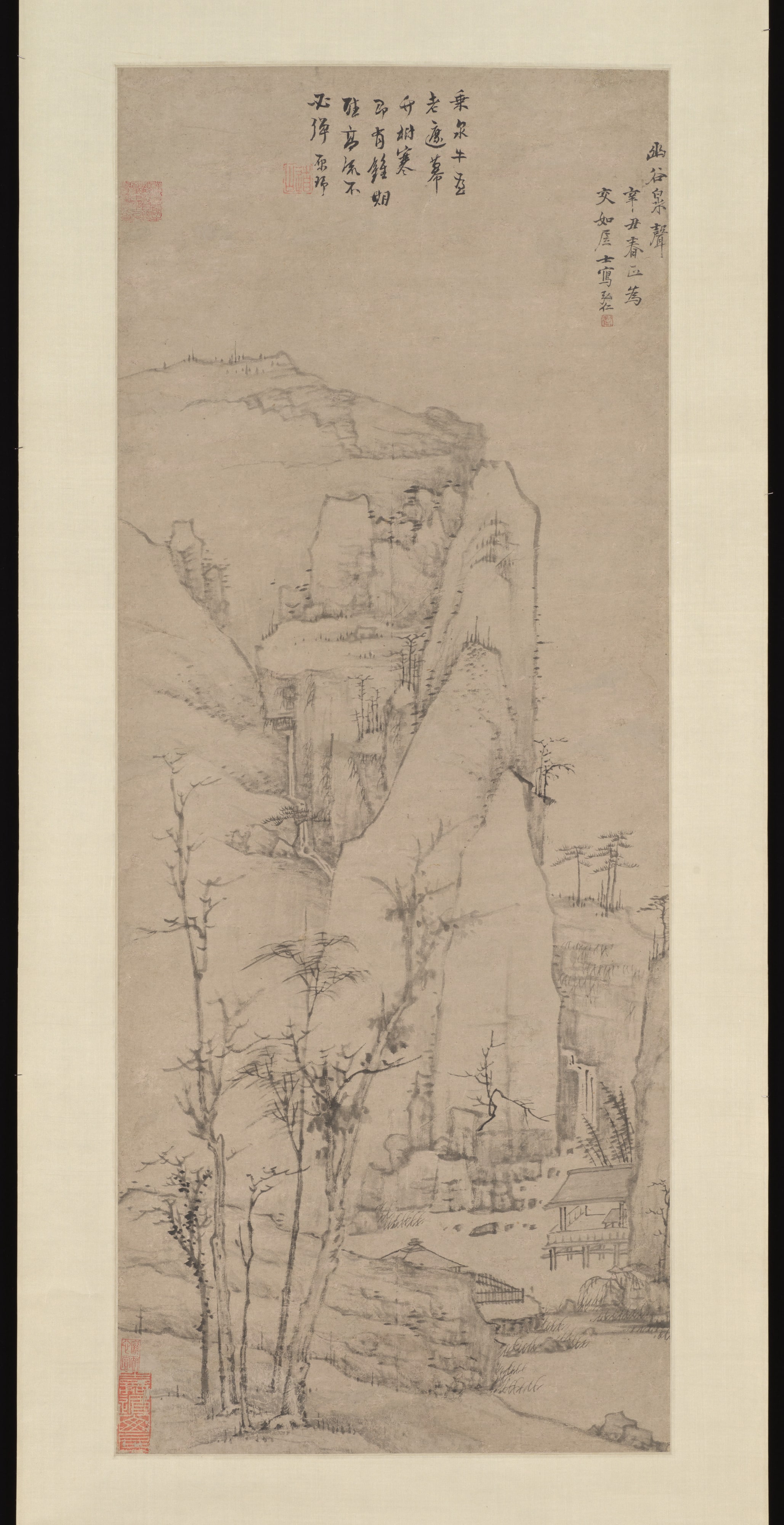 清  倣弘仁  幽谷泉聲圖  軸|The Sound of Spring in a Lonely Valley