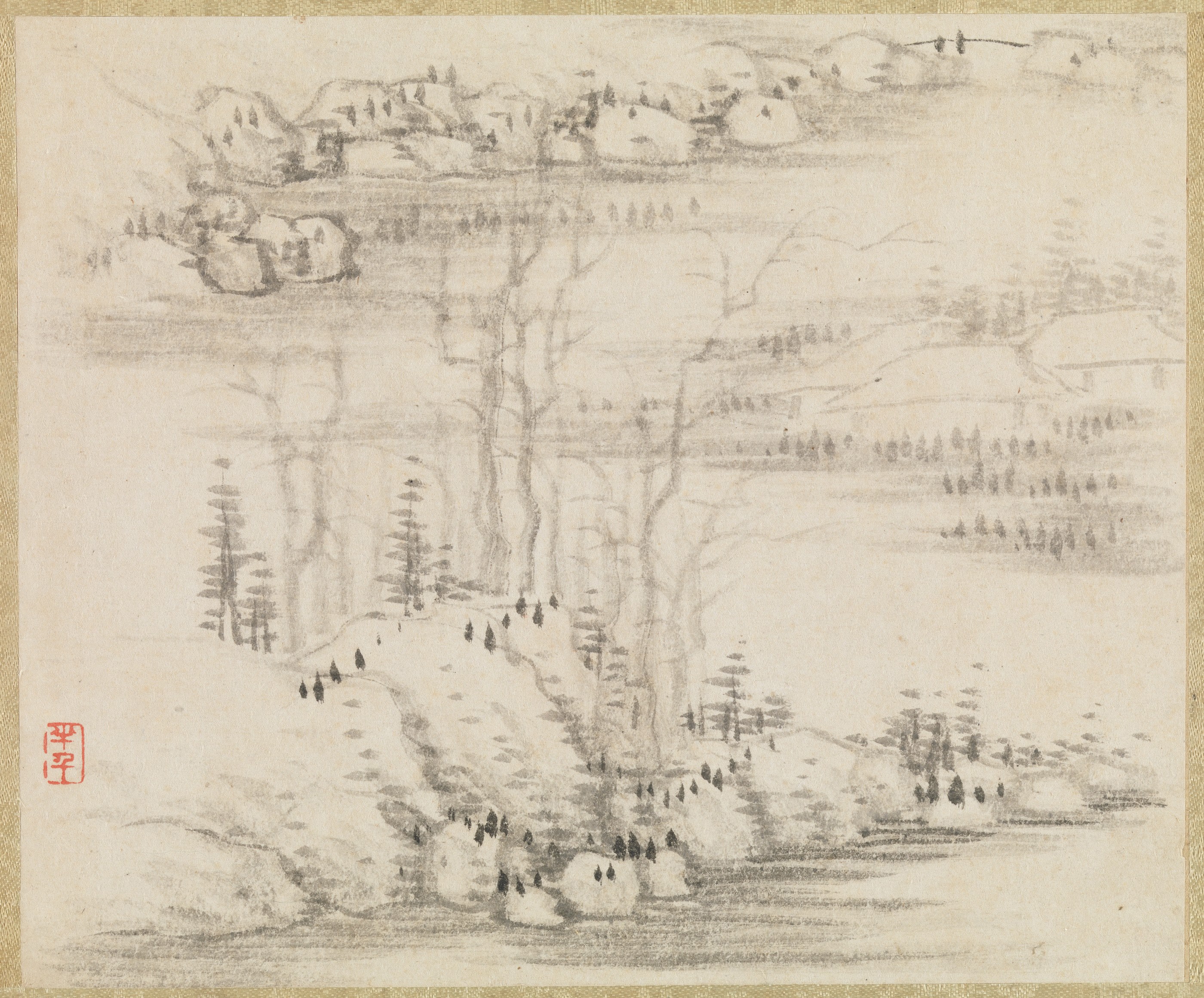 清   龔賢   山水圖  冊|Landscapes and trees