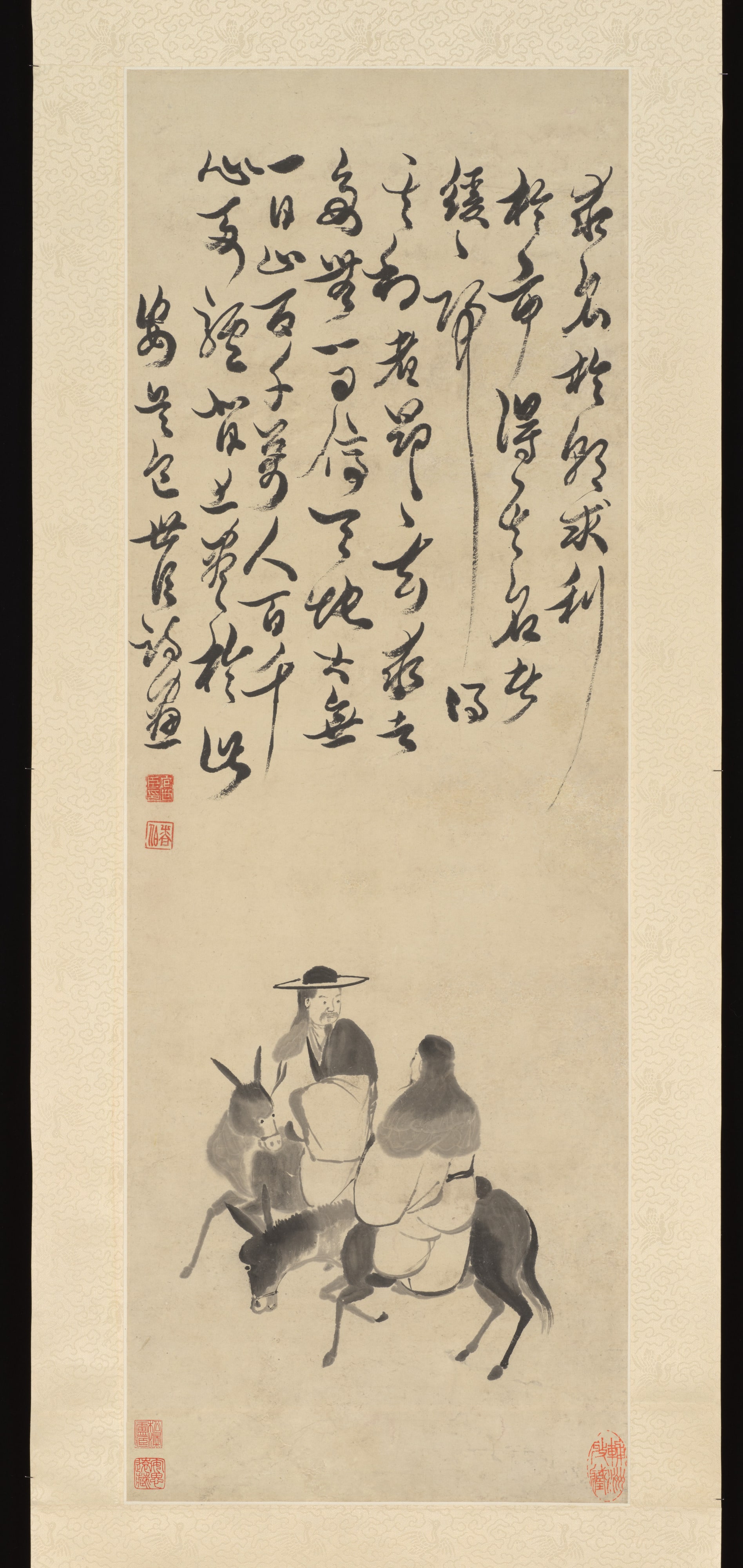 清  包世臣  驢背名利圖  軸|Two Riders