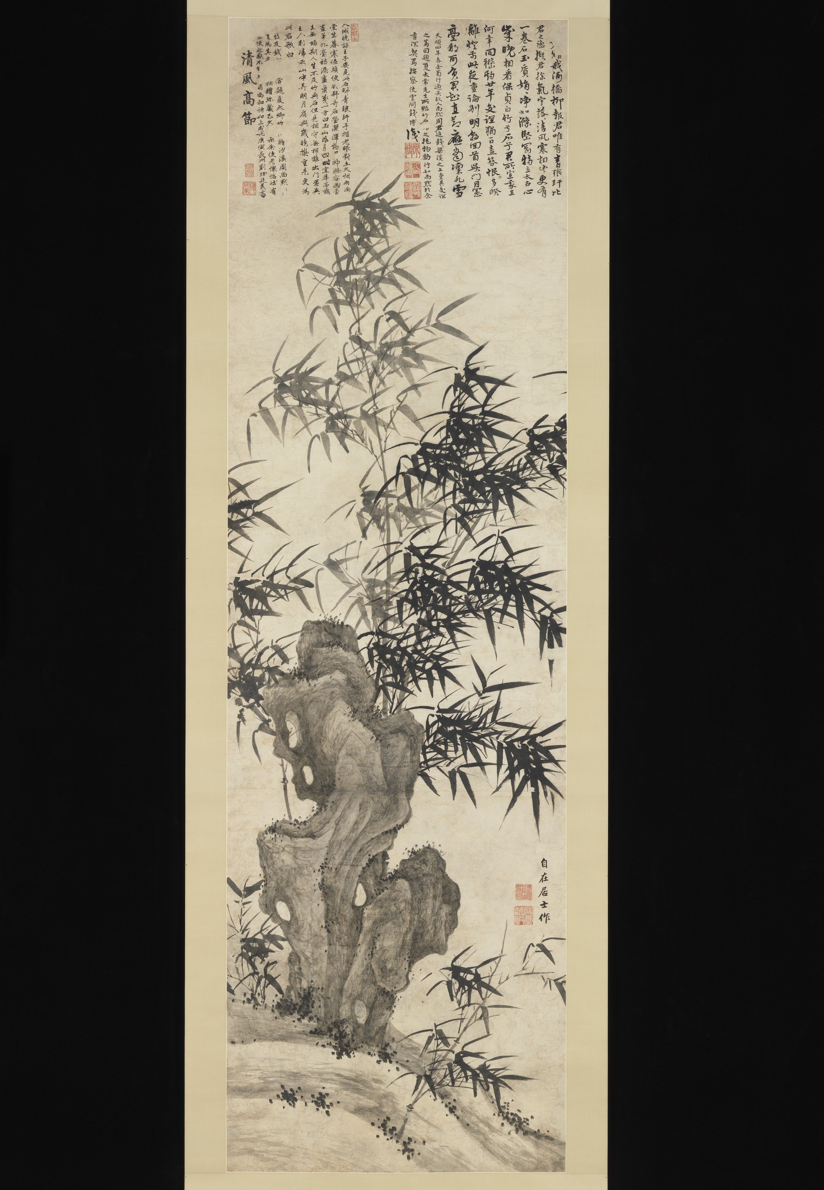 明    夏昶    清風高節圖    軸|Windblown bamboo