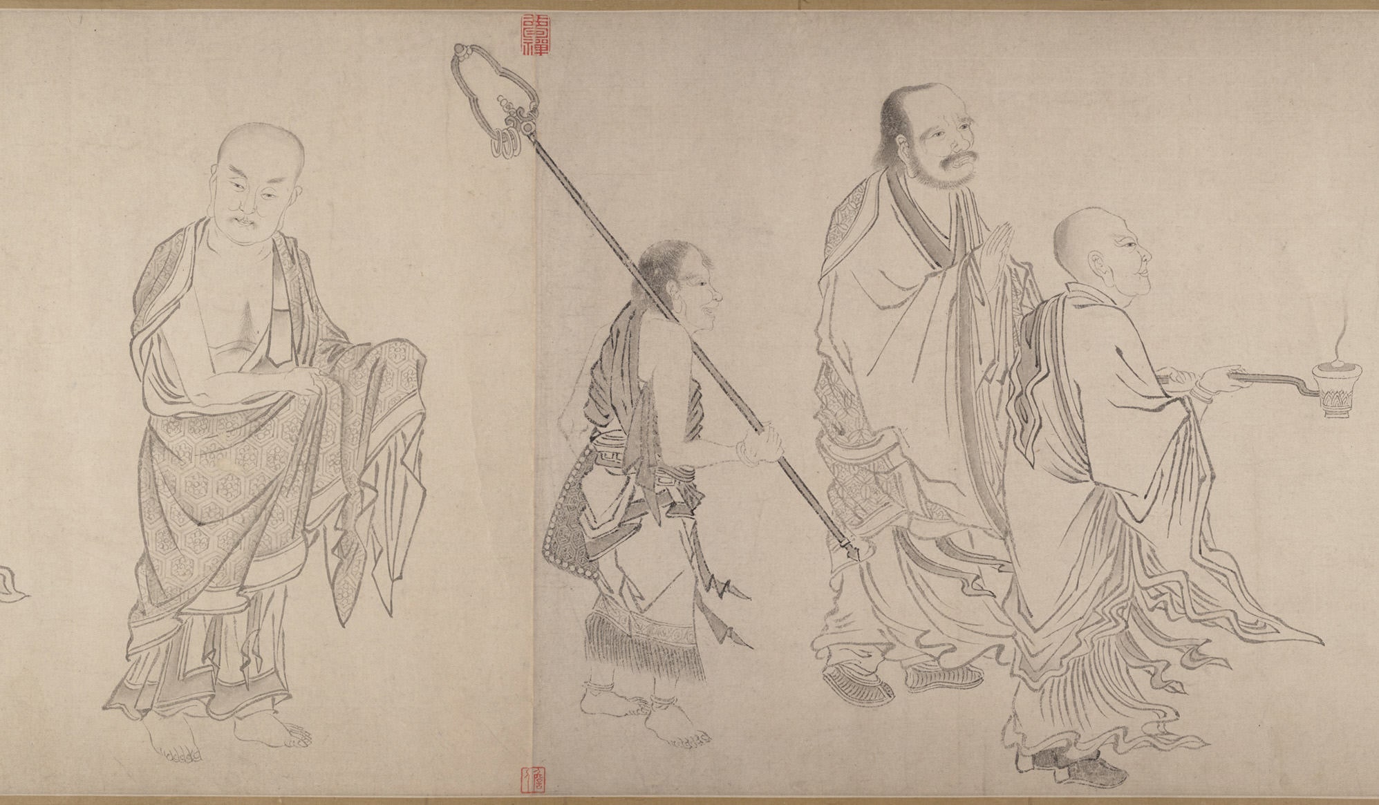 明  傳仇英  十六羅漢圖  卷|The Sixteen Luohans