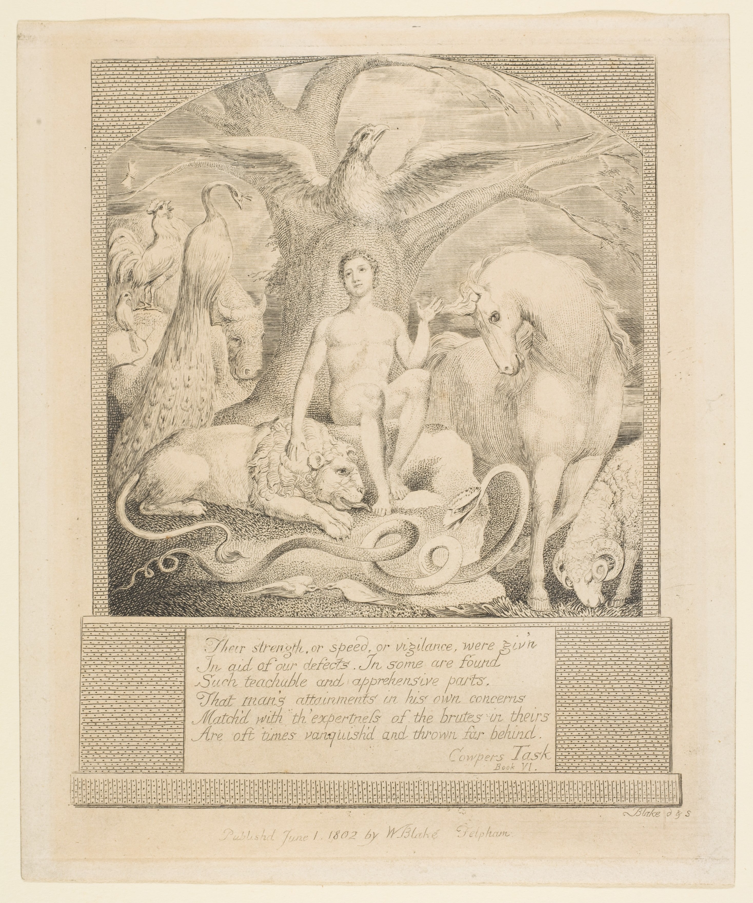 Adam and the Beasts, Frontispiece to Hayley's "Ballads"