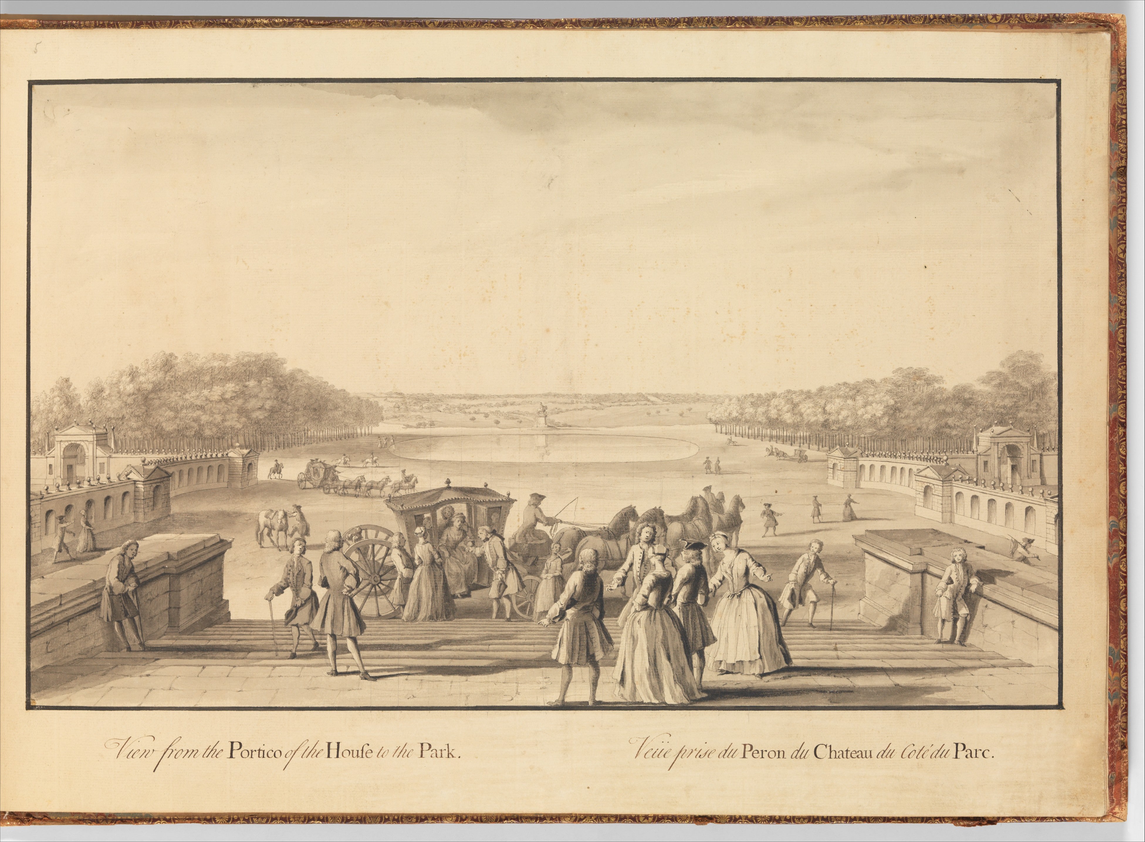 View from the Portico of the House to the Park at Stowe, Buckinghamshire