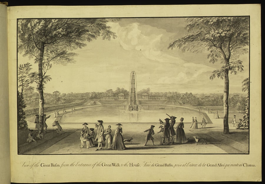 View of the Great Basin from the Entrance of the Great Walk to the House at Stowe, Buckinghamshire