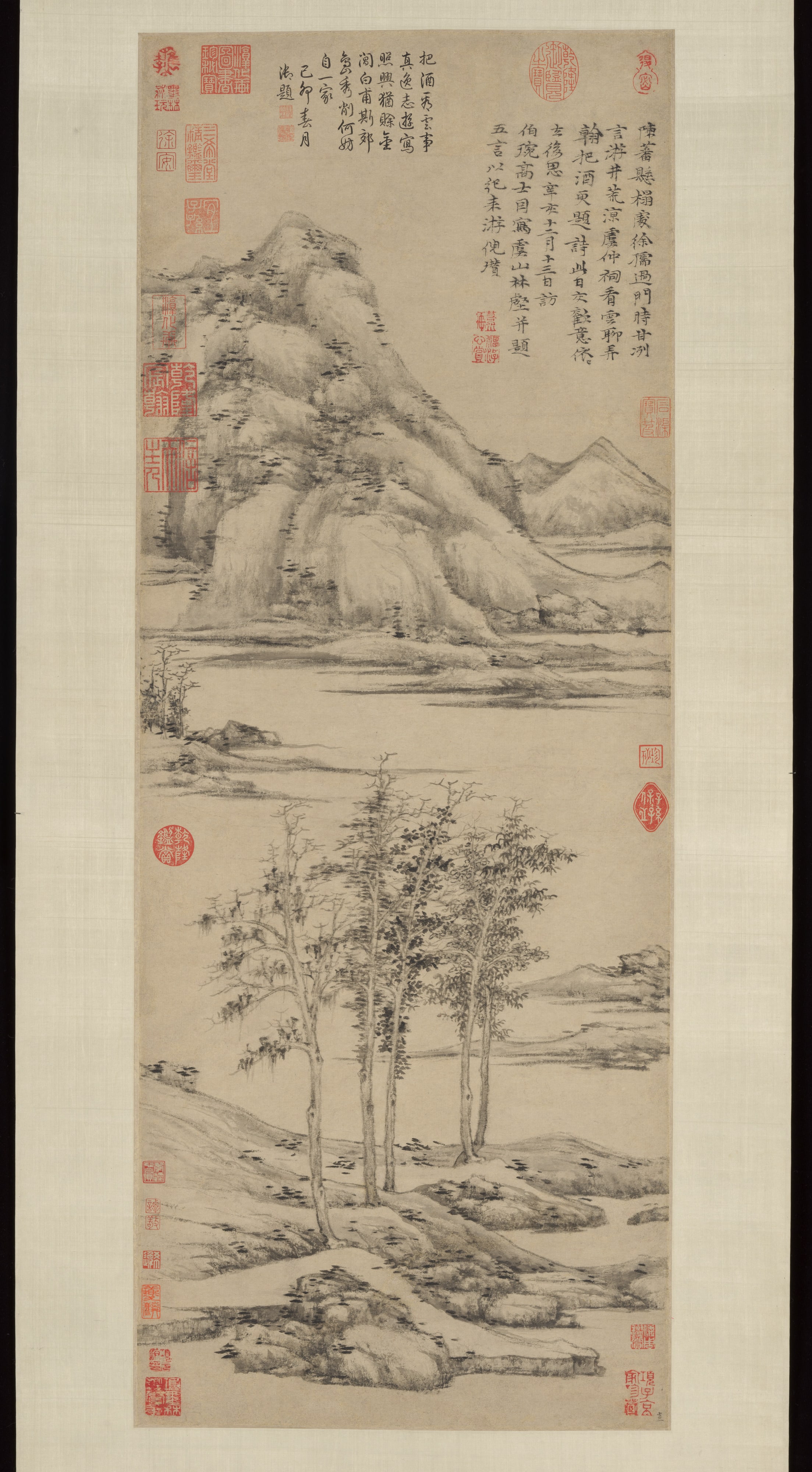 元  倪瓚  虞山林壑圖  軸|Woods and Valleys of Mount Yu