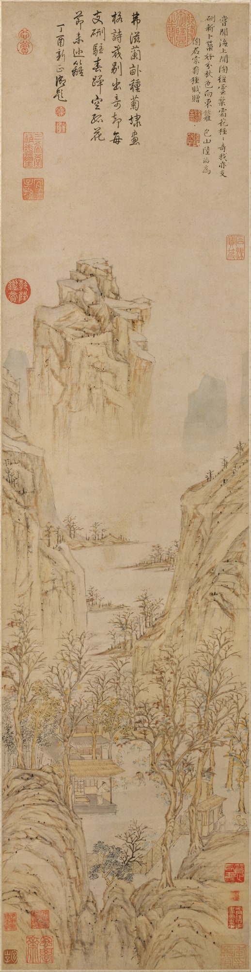 明    陸治   種菊圖    軸|Planting Chrysanthemums