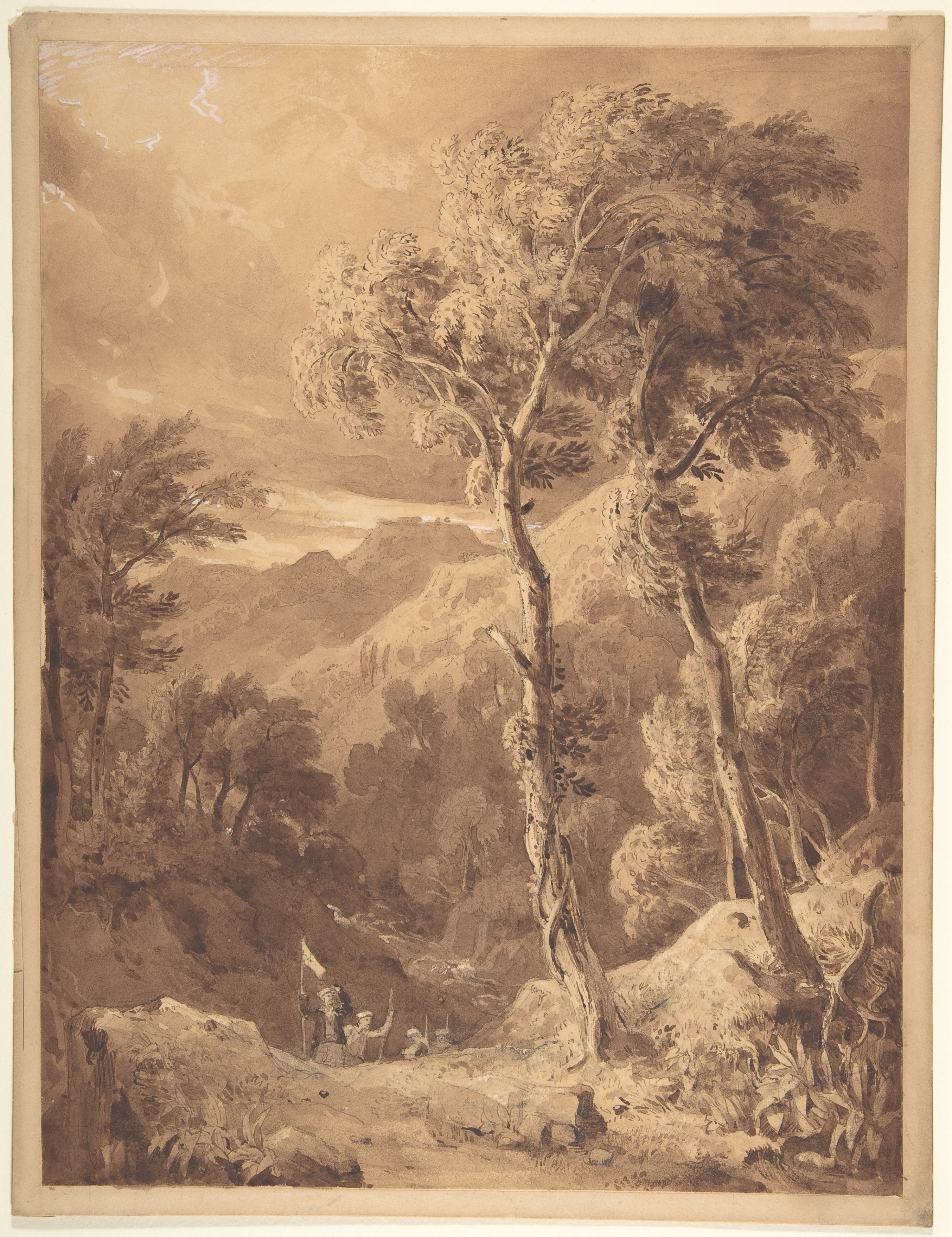 Mountainous Landscape with a Party of Travellers (Scene on the River Pellene Achaia)