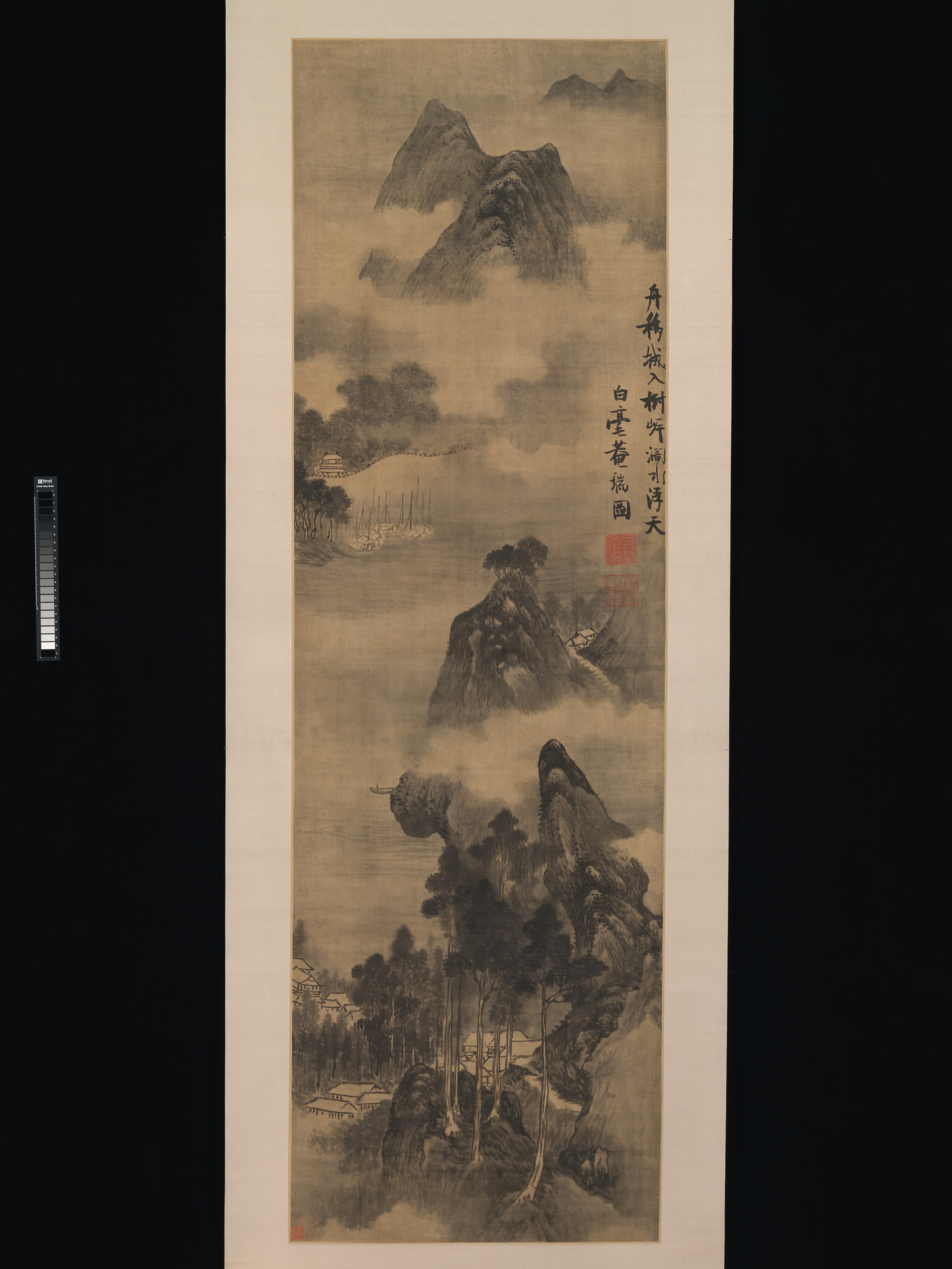 明  張瑞圖  山水圖  軸|Mountains Along Riverbanks