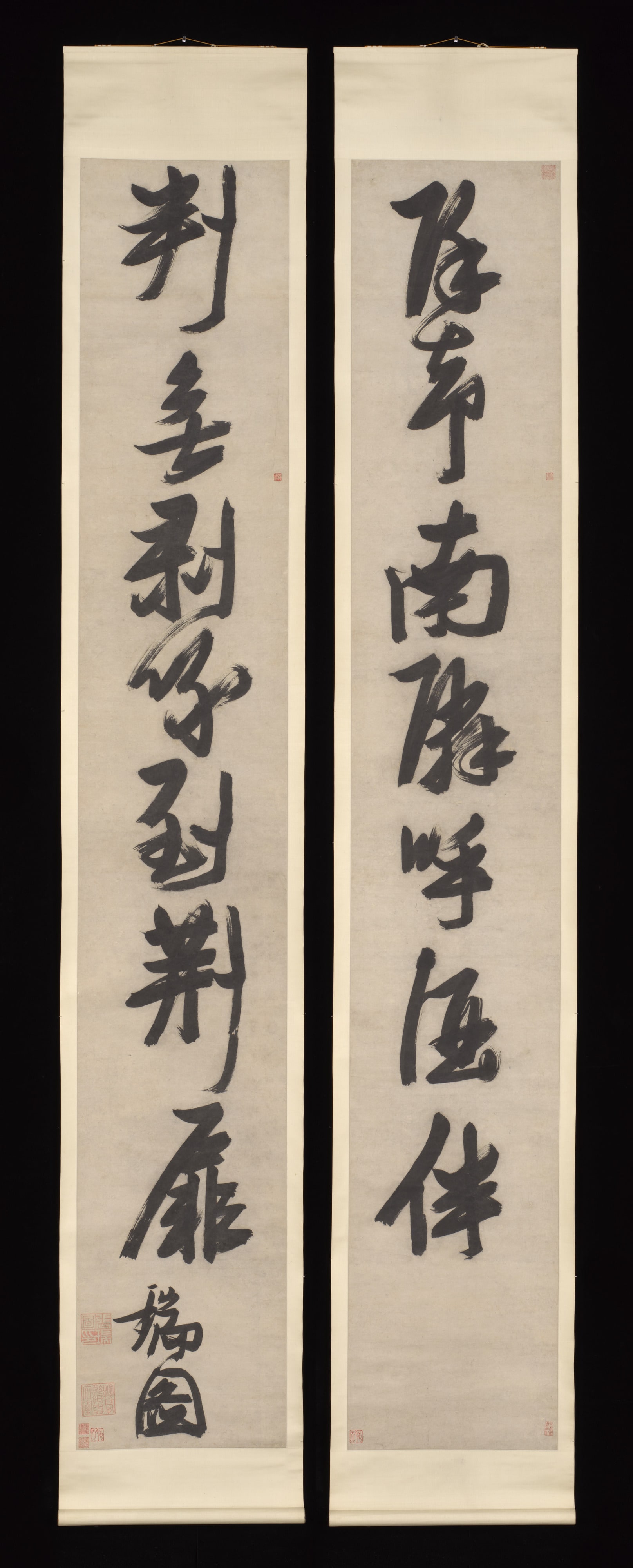 明   張瑞圖   行書七言詩   對聯|Couplet in Seven-character Meter