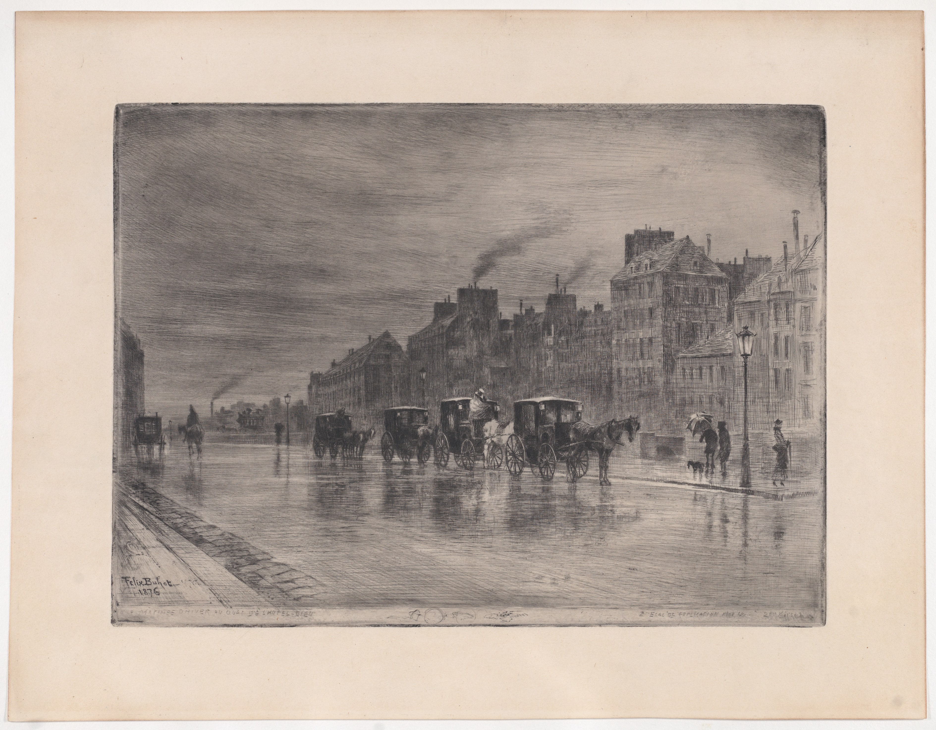 Winter Morning on the Quai de l'Hôtel-Dieu (Cabstand)