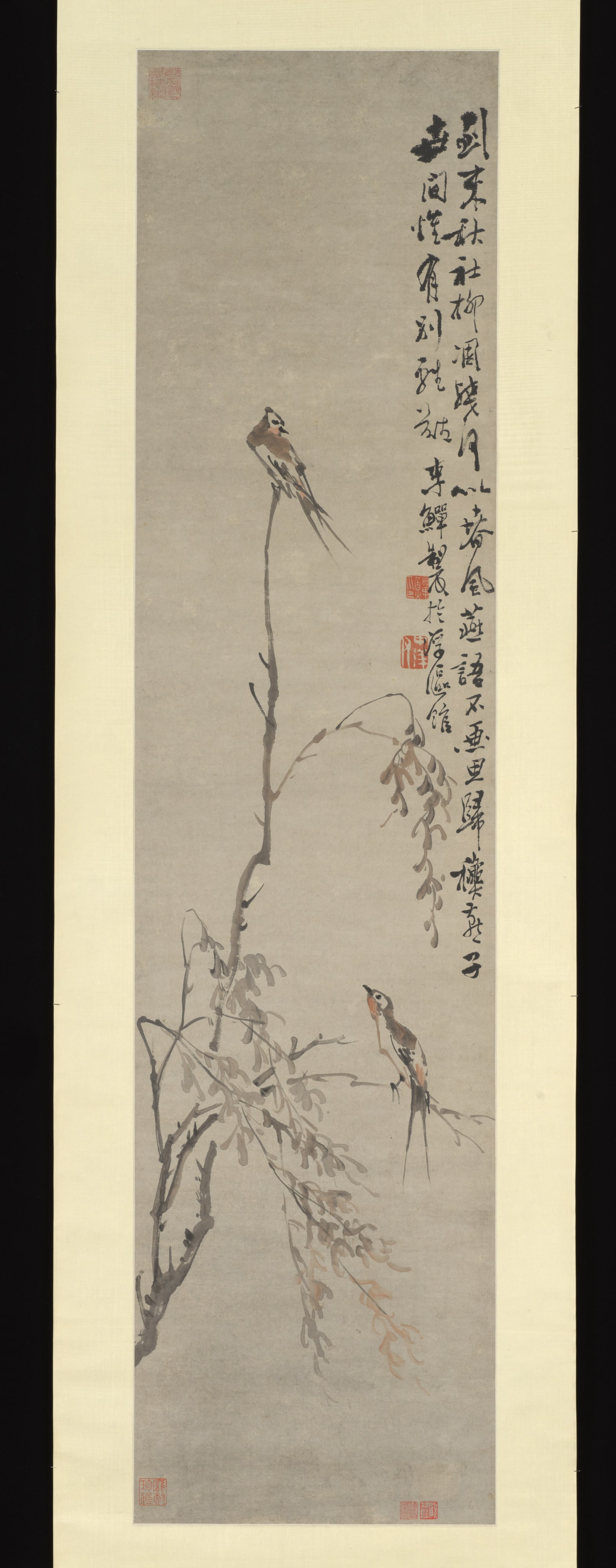 清　李鱓　 燕柳圖　軸|Swallows