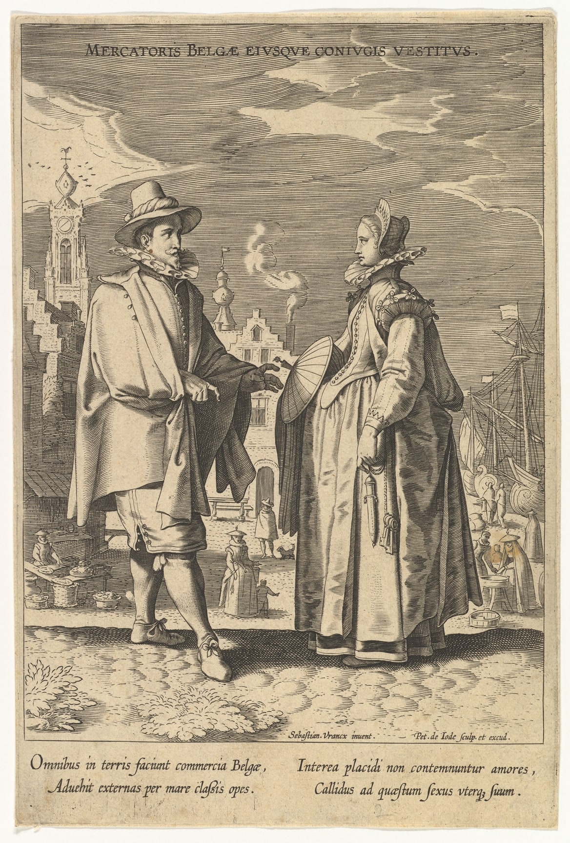 Mercatoris Belgae Eiusque Coniugis Vestitus, from Fashions of Different Nations