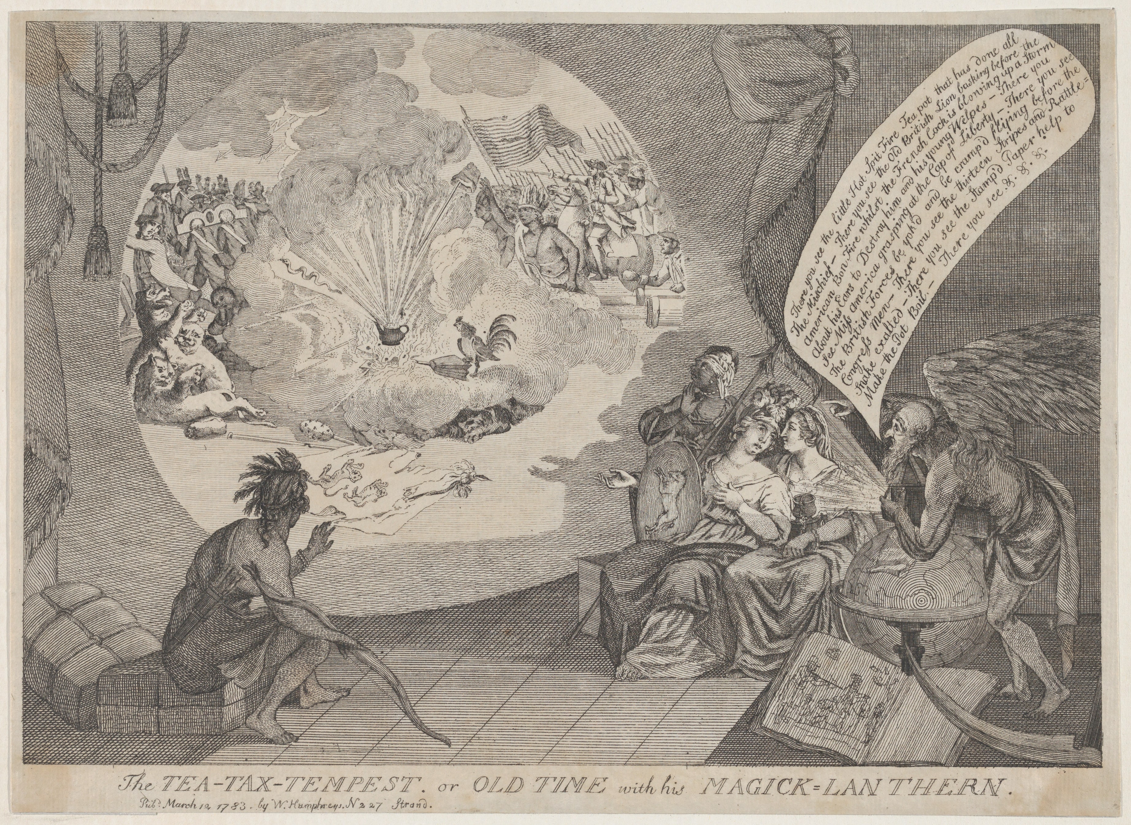The Tea-Tax-Tempest, or Old Time with his Magick Lanthern