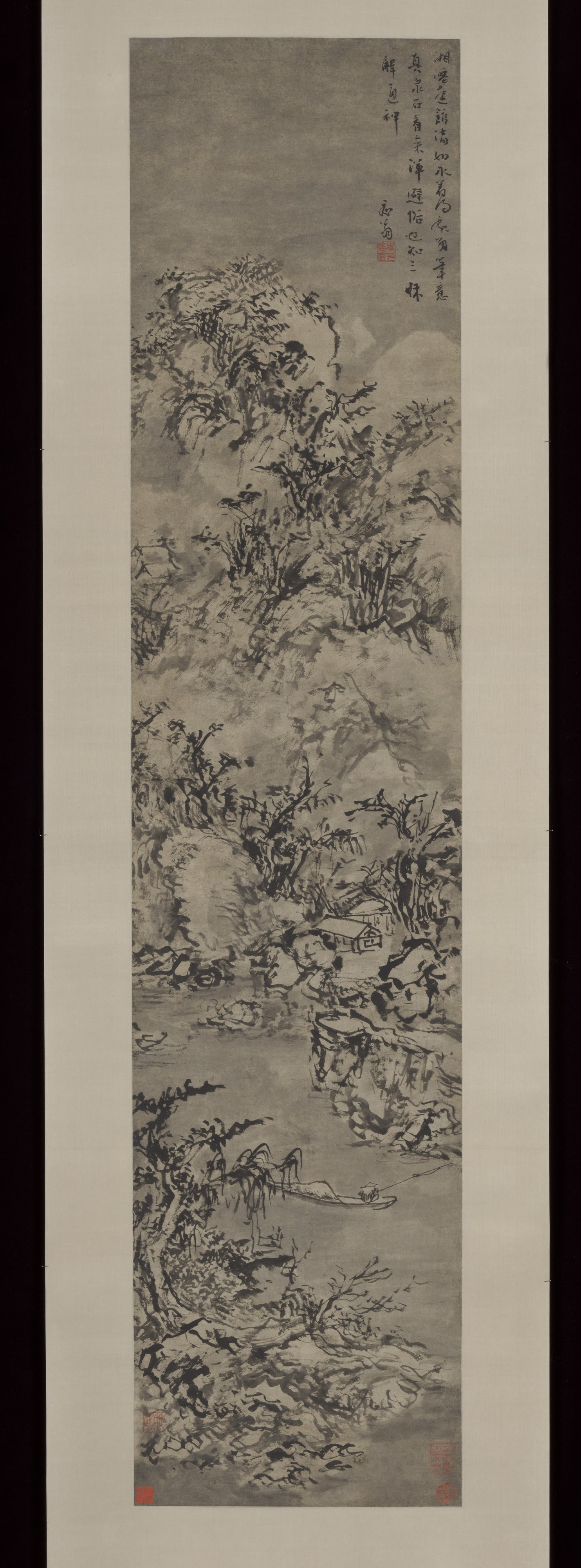 明   史忠   雪景山水圖   軸|Winter landscape with fisherman