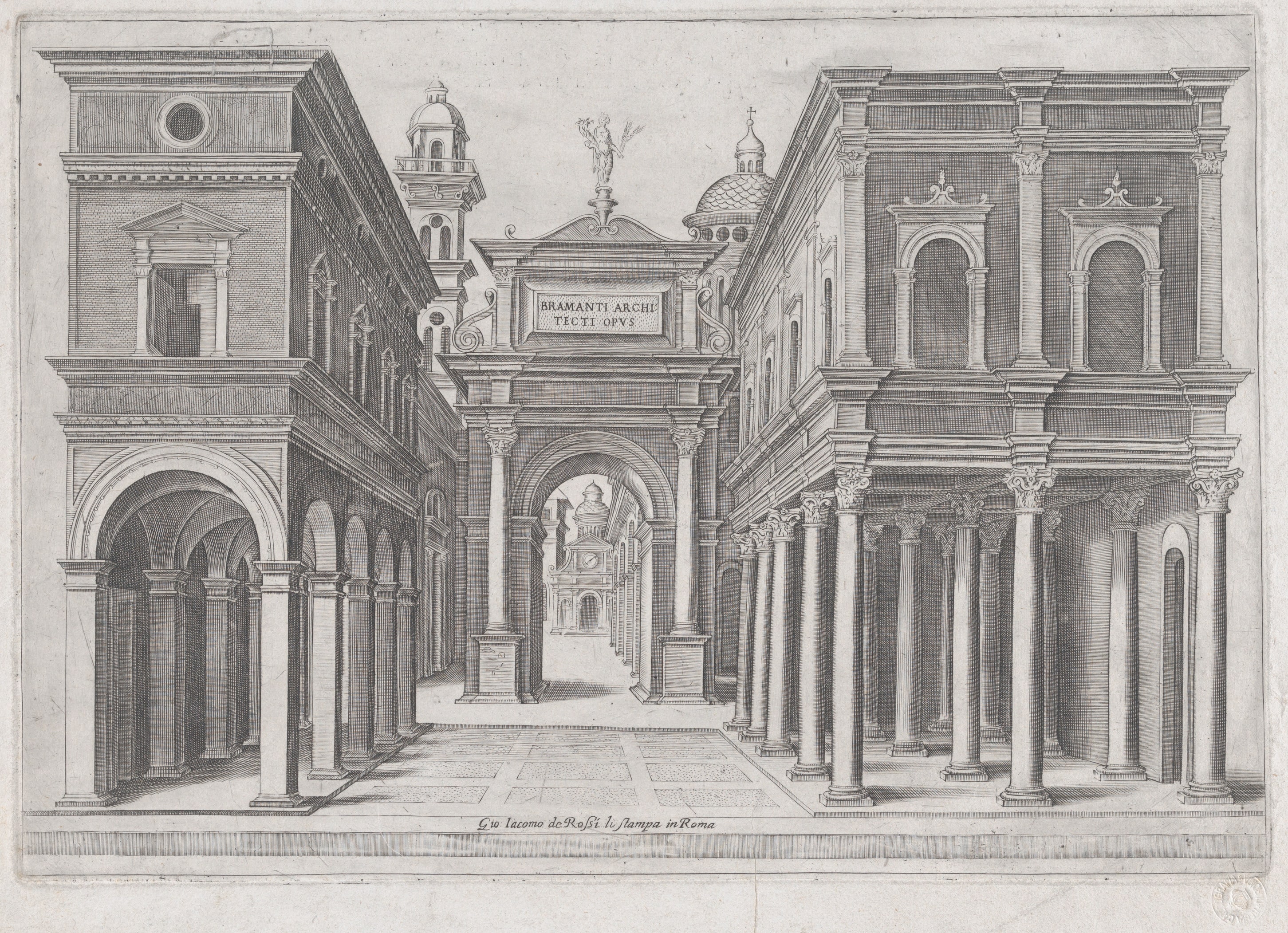 A street with buildings and arcades