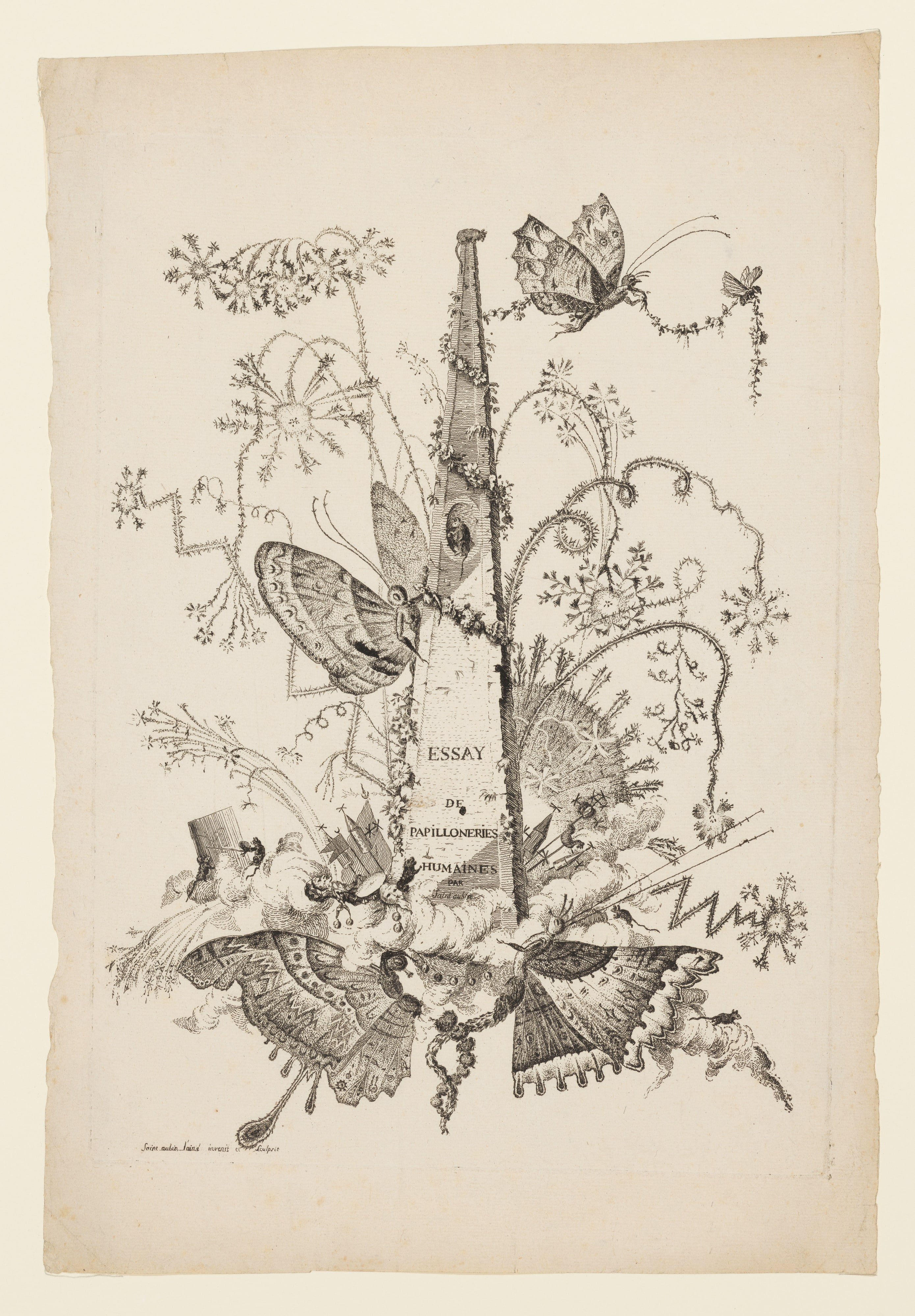Title page from Essai de Papilloneries Humaines par Saint Aubin