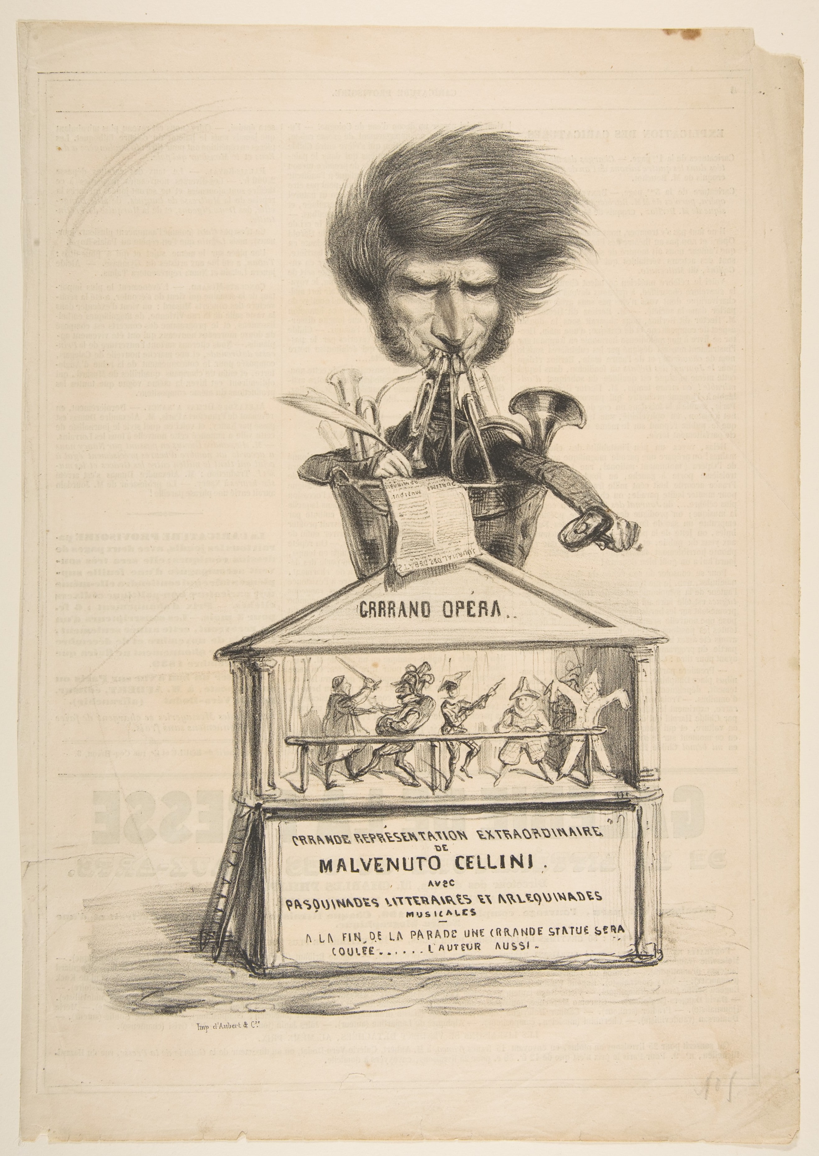 Caricature of Berlioz, from La Caricature Provisoire, no. 1