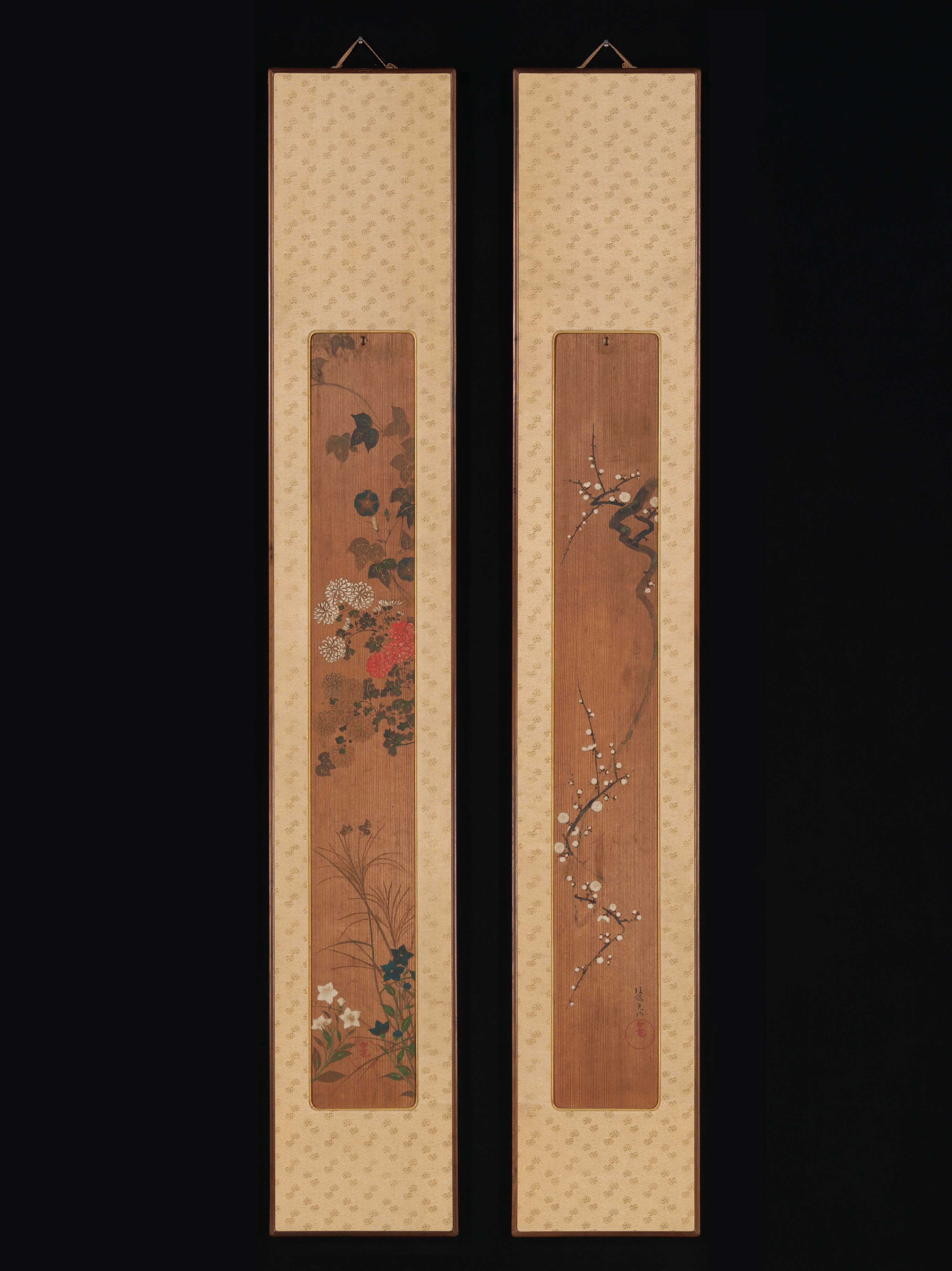 尾形光琳筆　梅花・秋草図|Flowers of Spring and Autumn