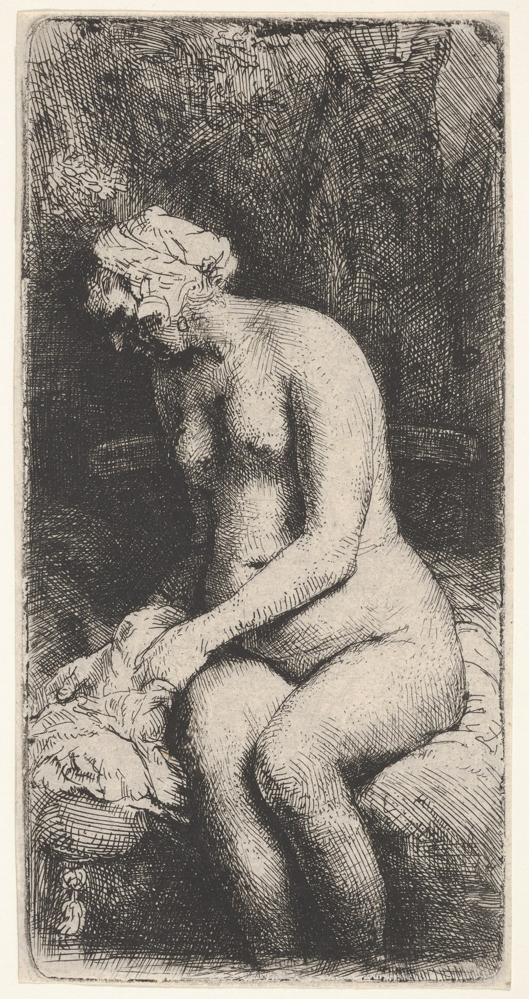 Woman Bathing her Feet at a Brook