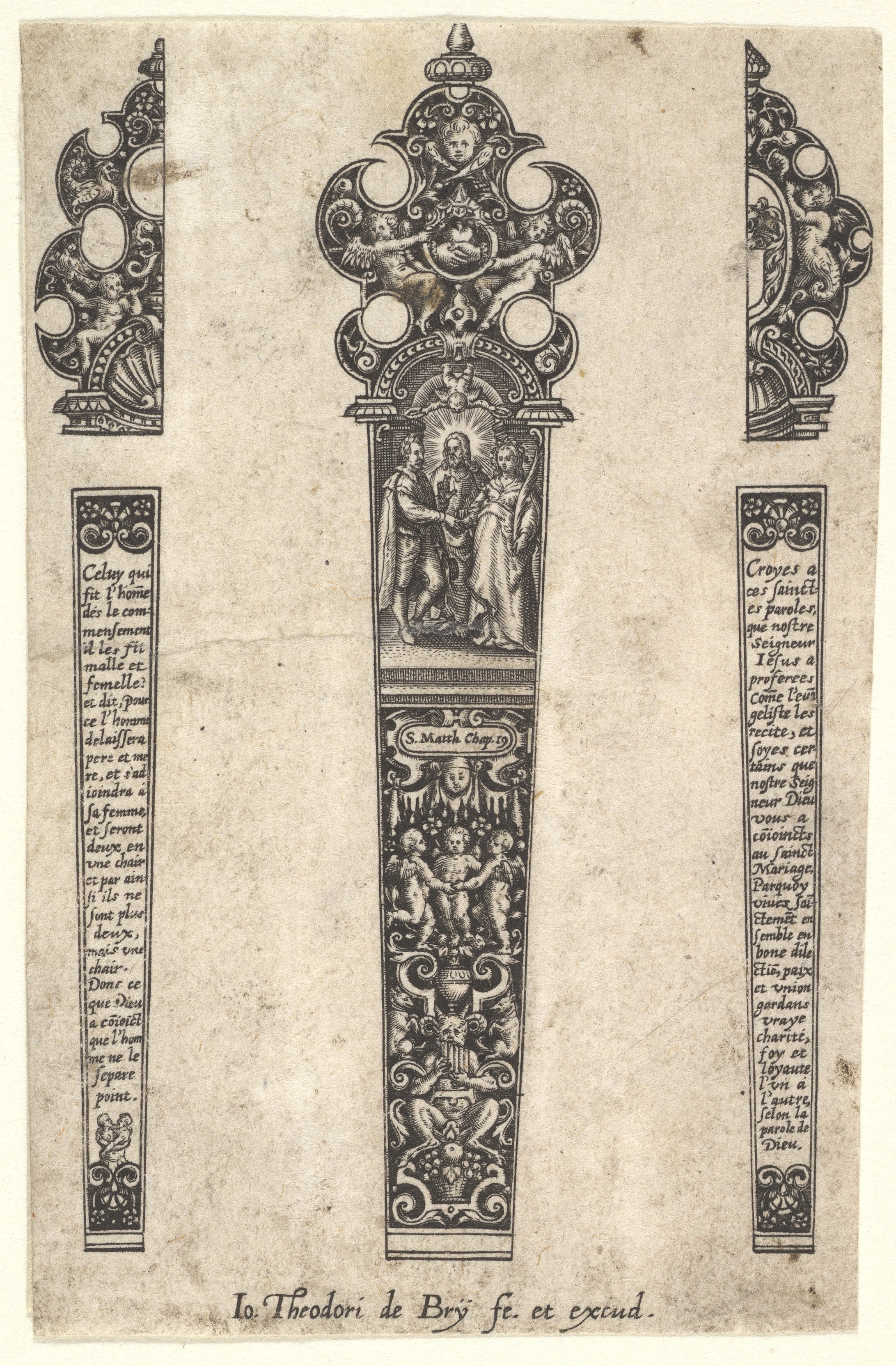Design for knife handle to commemorate a marriage