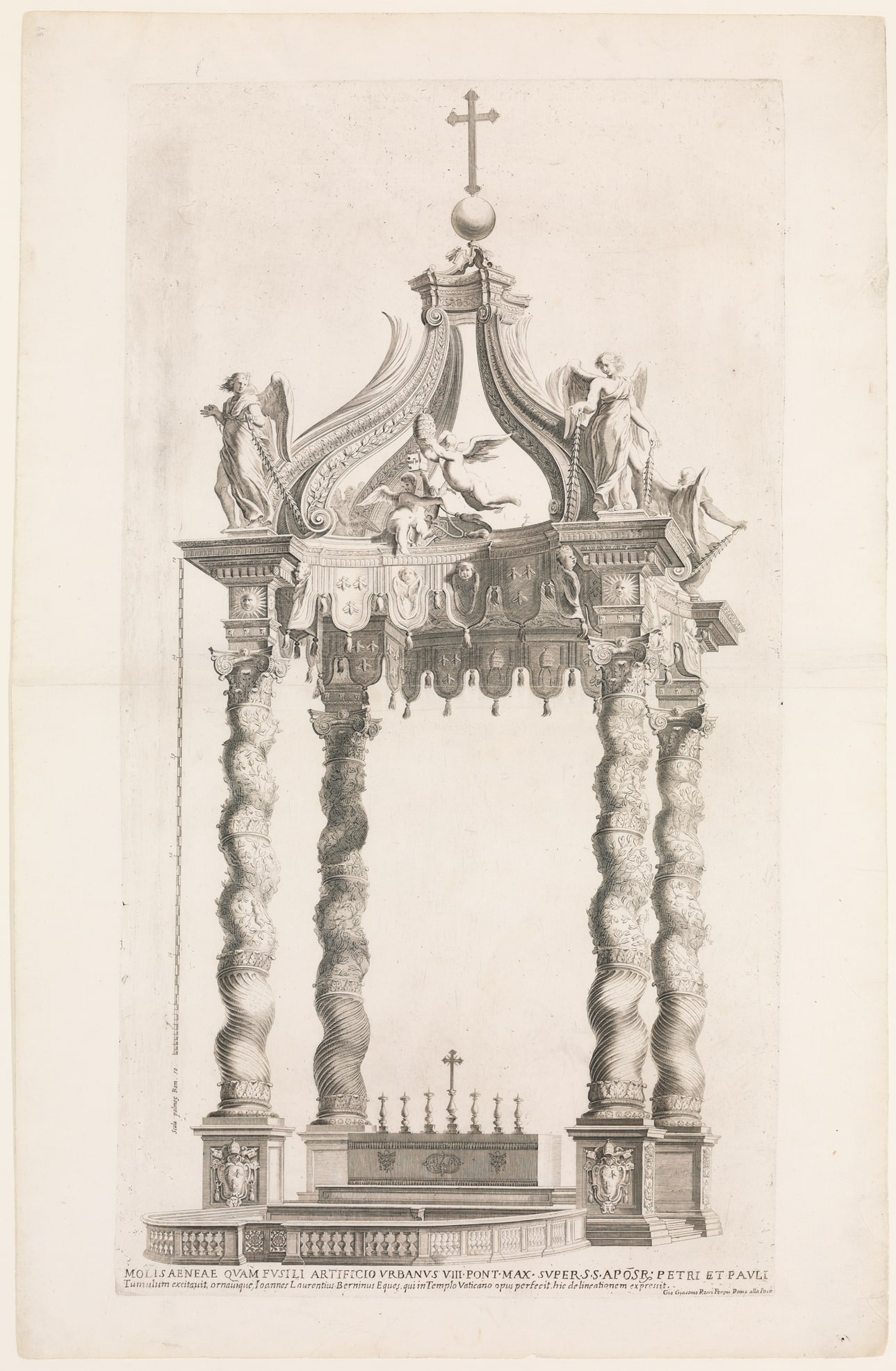 Isolated View of Bernini's Baldacchino. Plate 39 from the Album 'Basilica di S. Pietro in Vaticano'
