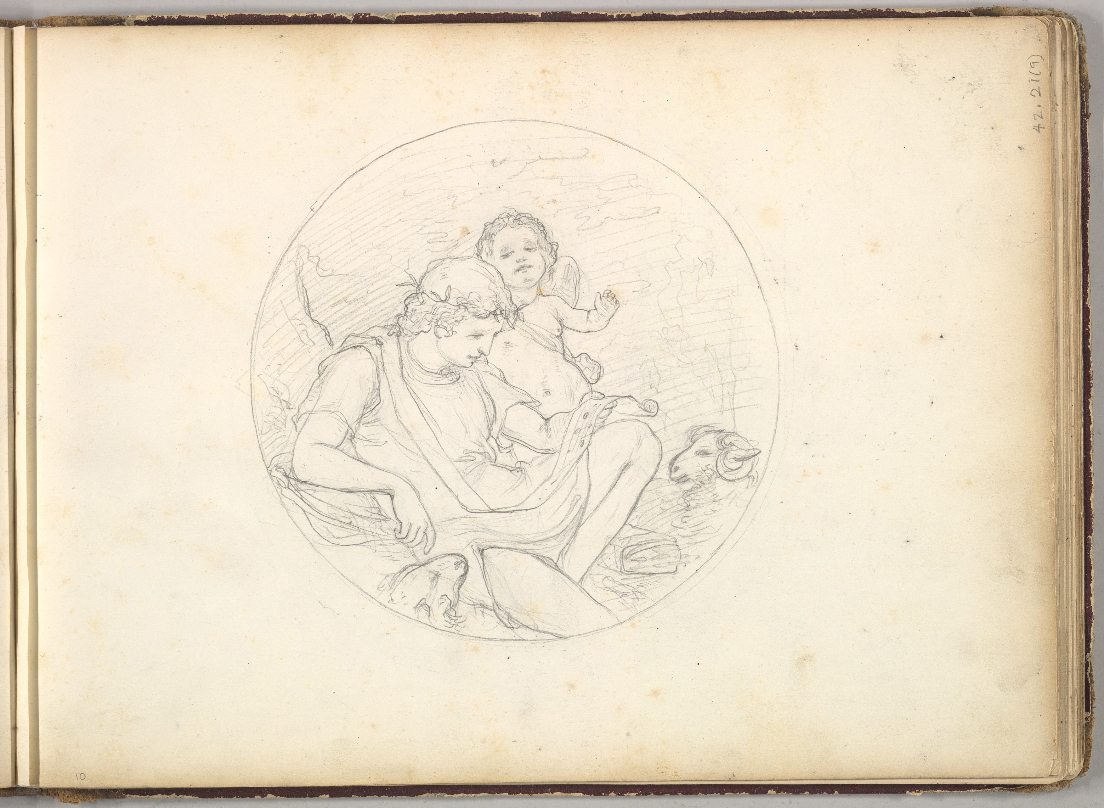 Cupid and a Shepherd (in Sketch Book With Drawings on Twenty-six Leaves)