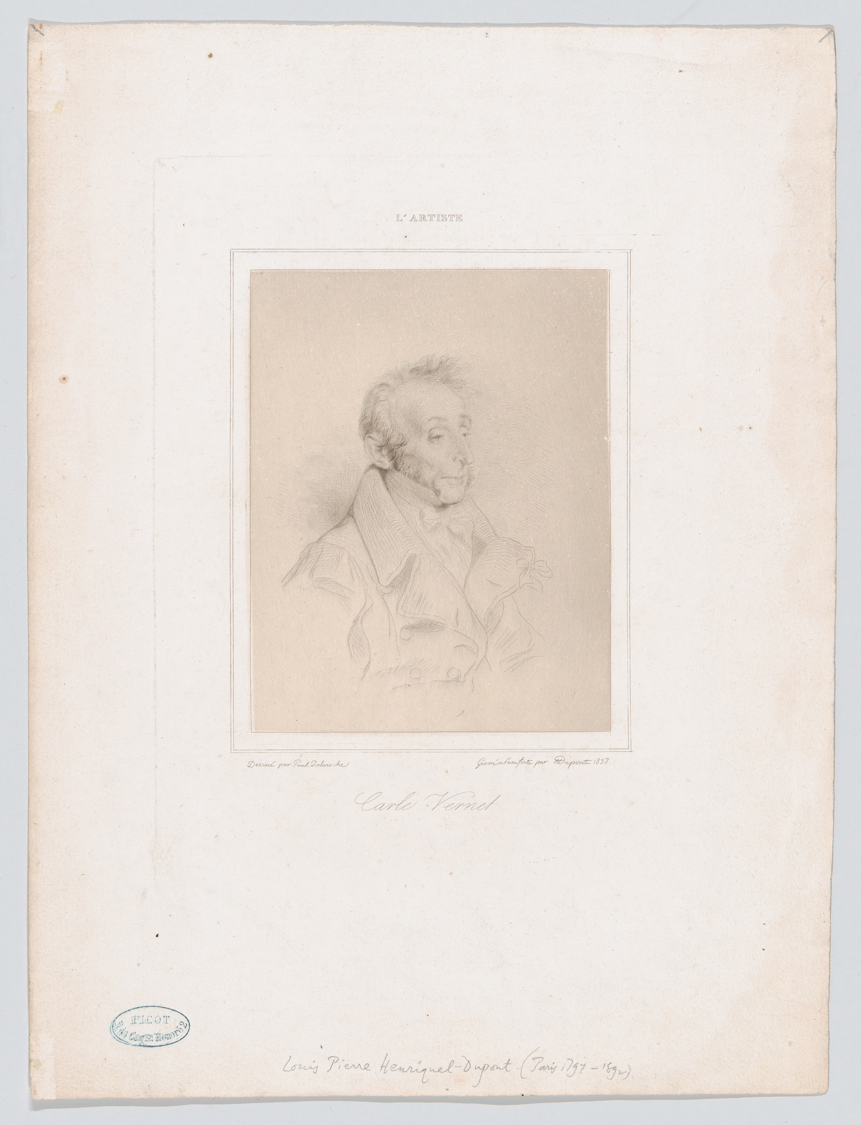 Portrait of Carle Vernet, from "L'Artiste"