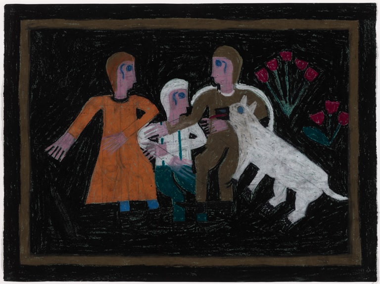 Three Figures and Dog