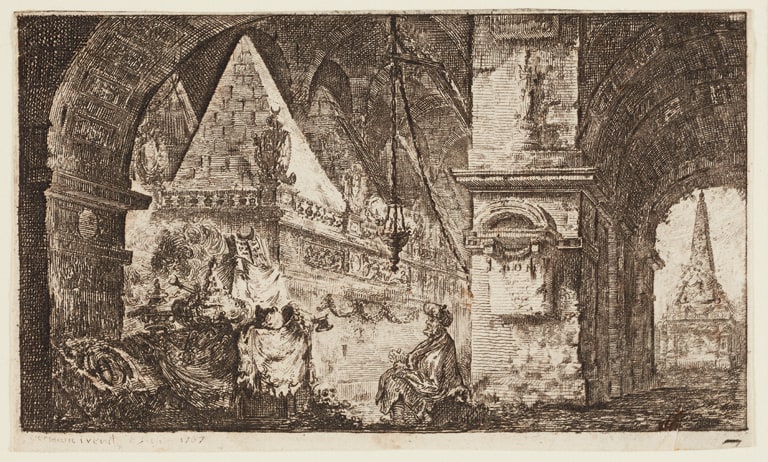 Tomb Surmounted by Pyramids under the Vaults of a Mosque (Cénotaphe coiffé de pyramides sous les voûtes d'une mosquée)