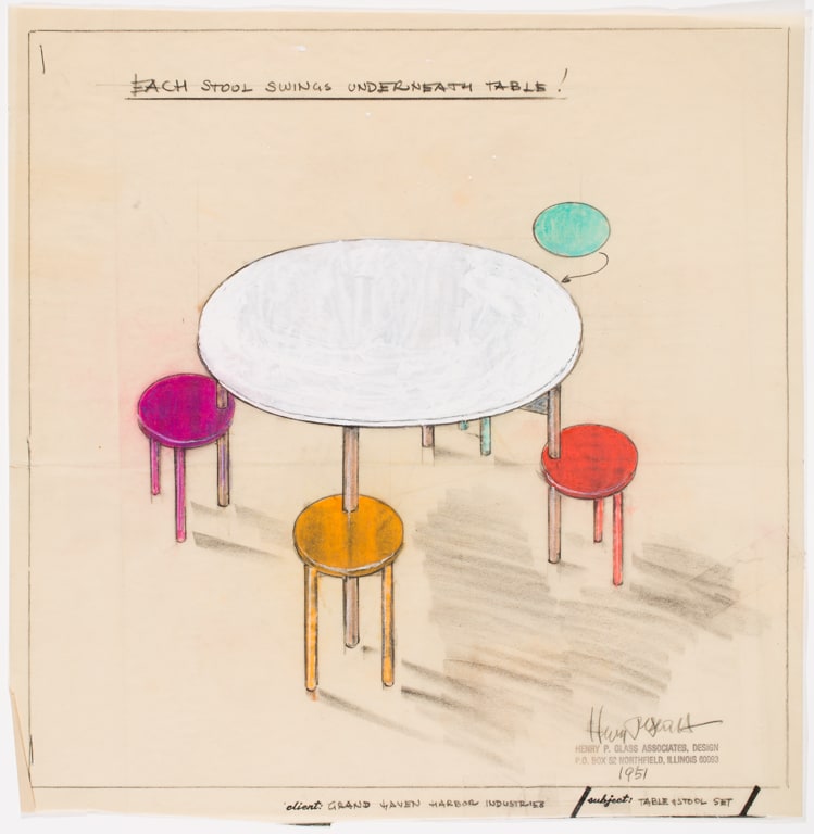 [Drawing of a child's table and stool set]