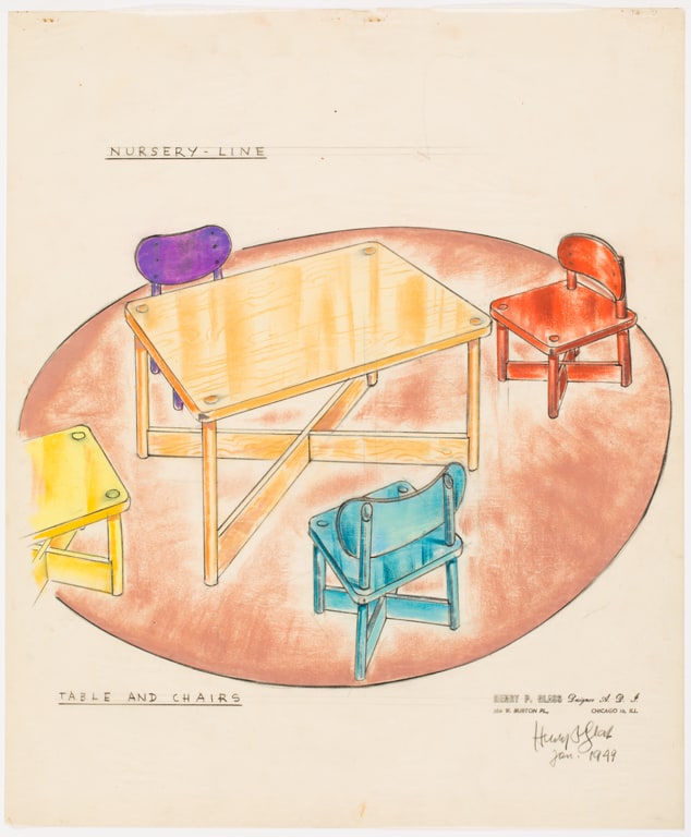 [Drawing of a child's table and chairs]