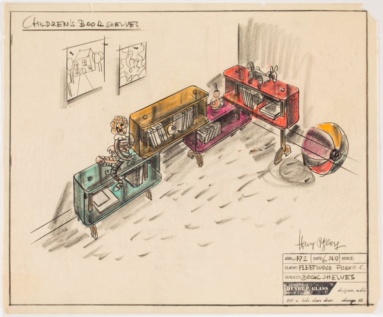 [Drawing of child's bookshelves]