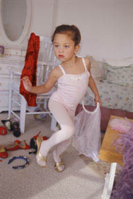 Allegra, 4, plays dress-up, Malibu, California