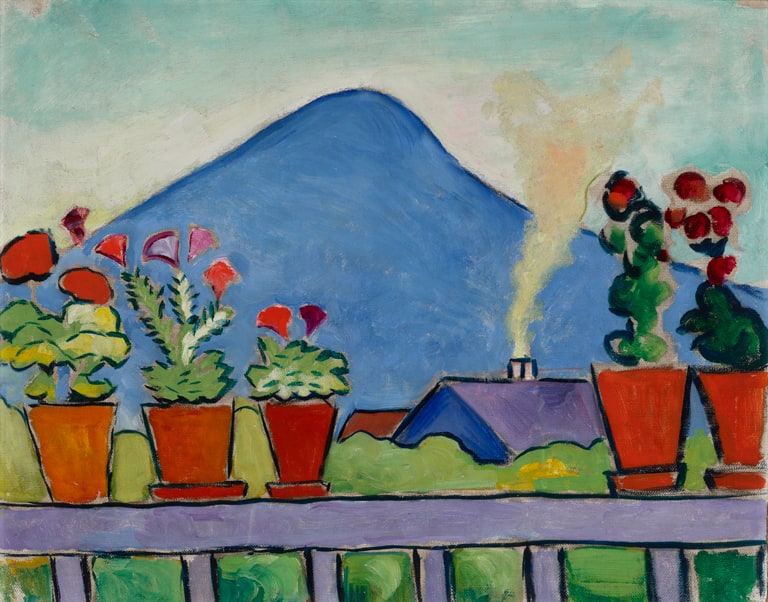 The Blue Mountain: Window with Flower Pots (Der blaue Berg: Fenster mit Blumentöpfen)