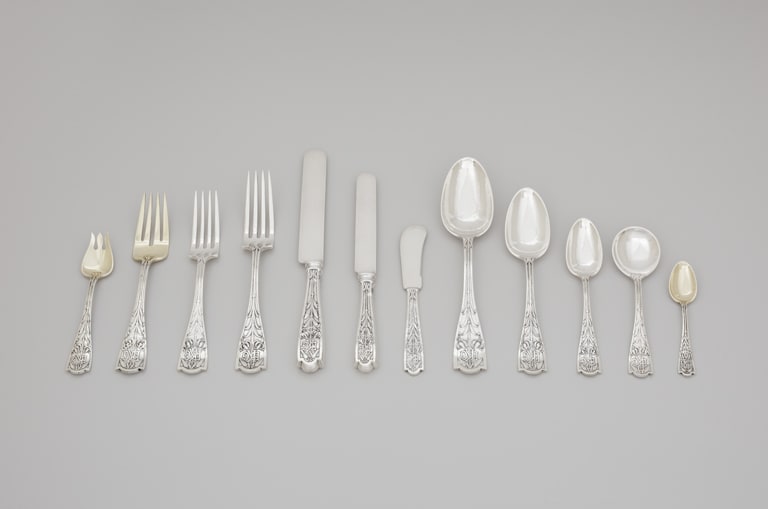 “Martelé” flatware with Tiger Lily for Rockledge (Ernest L. King House, Homer, Minnesota)