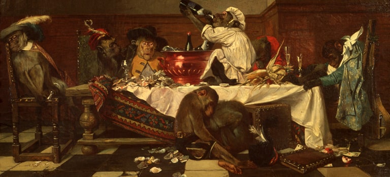 A Darwinian Prehistoric Social Party (The Un-Evolved Club Man of the Period)