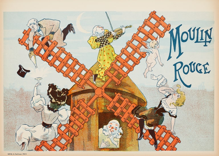 Design for a Moulin Rouge program cover, from the book Illustrated Programs from Theaters and Cabarets (Les programmes illustrés des théâtres et des cafés-concerts)