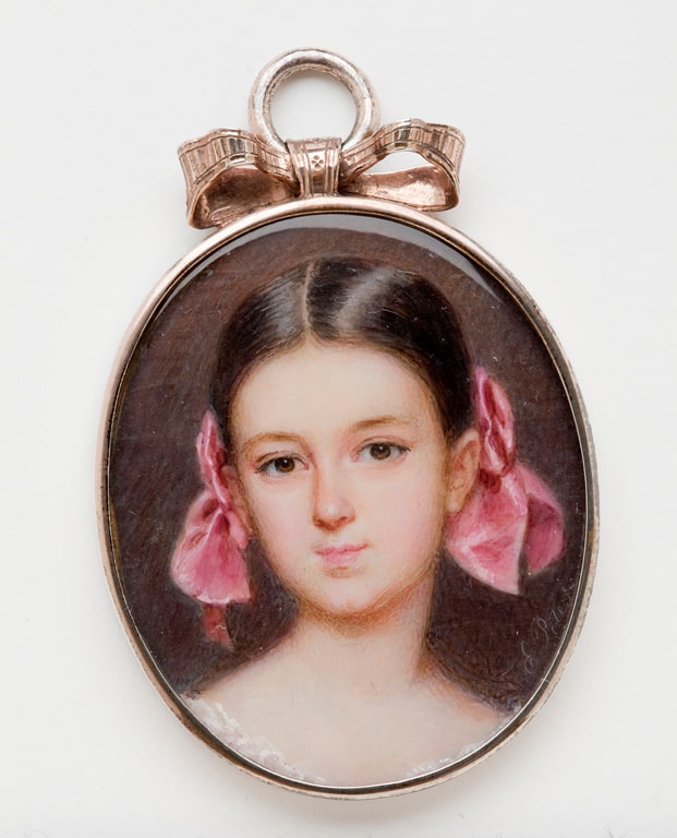 A Young Girl with Pink Hair Ribbons