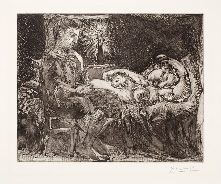 Boy and Sleeping Woman in Candlelight (Garçon et dormeuse à la chandelle), from the Vollard Suite (La Suite Vollard)