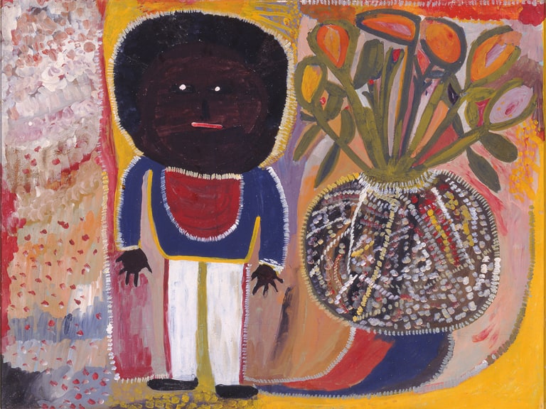 Figure Beside Flowers