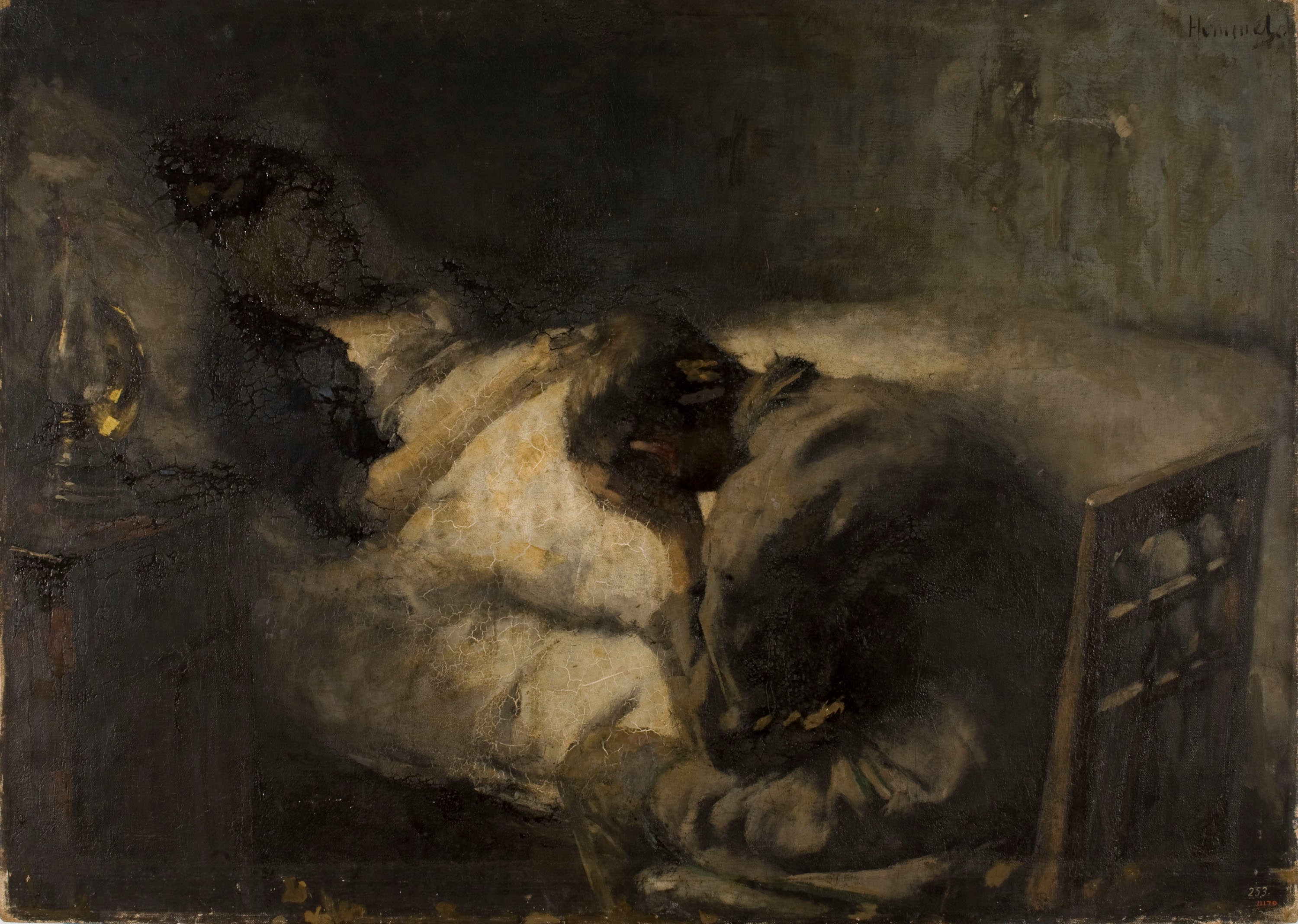 Next to the deathbed