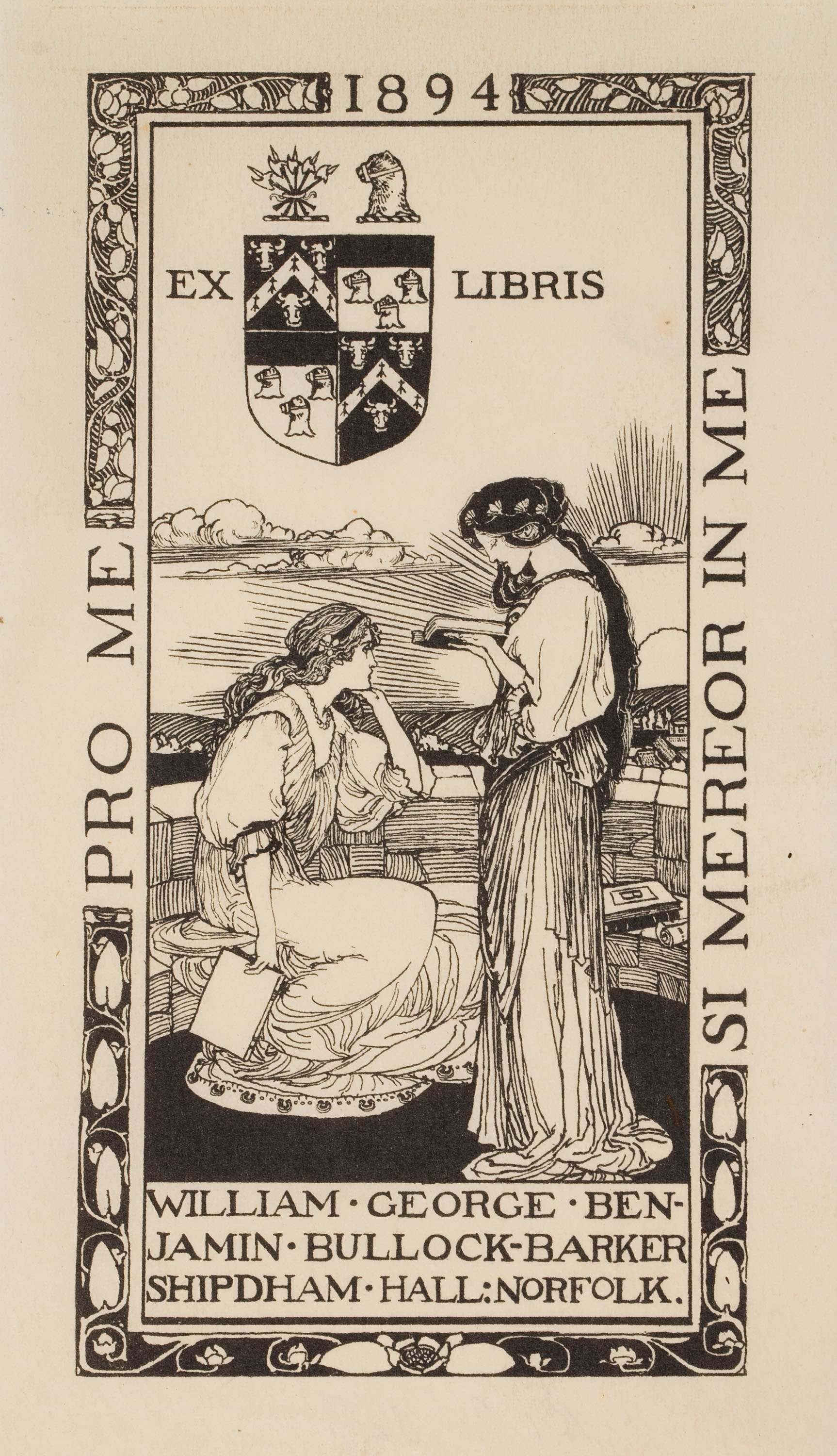 Book-plate William George Benjamin Bullock Barker Shipdham Hall Norfolk