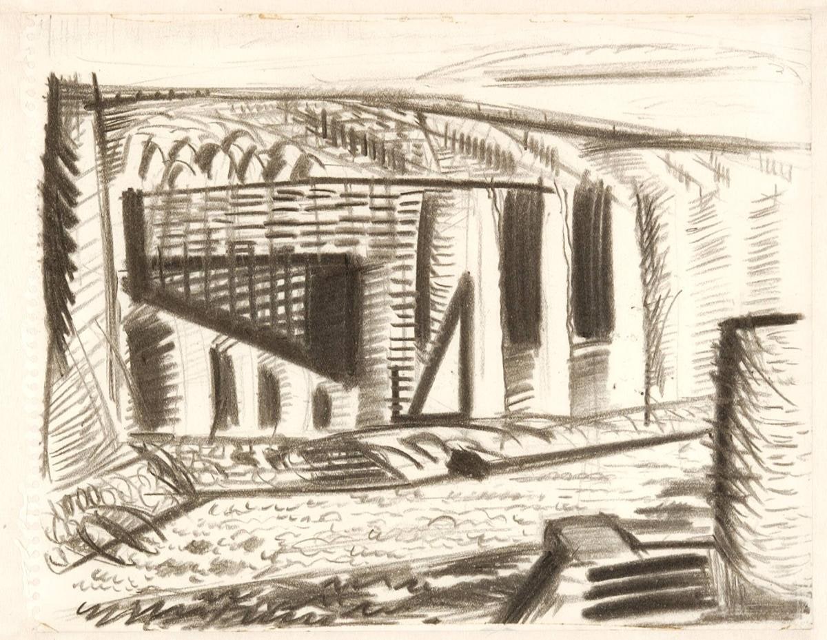 Älven norrut. Österåsen 1949 (Faxälven innan den torrlades)