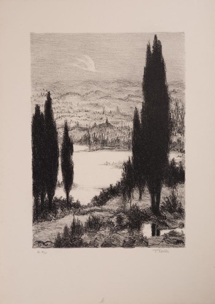 Landscape with Cypress Trees (From the Series "Fantasy of Moonlit Nights")